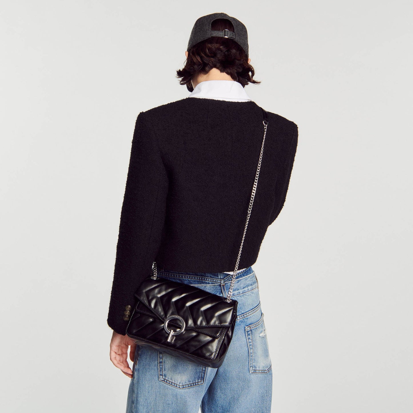 Sandro Yza bag in certified leather Black