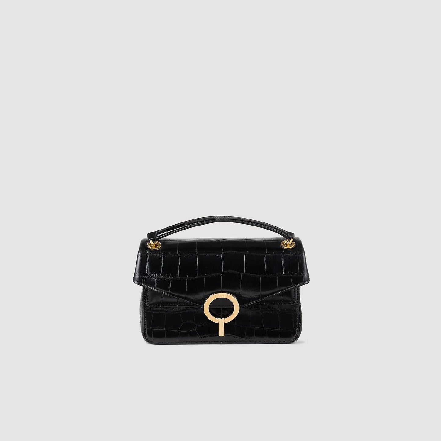 Sandro Mock croc leather Yza bag Black