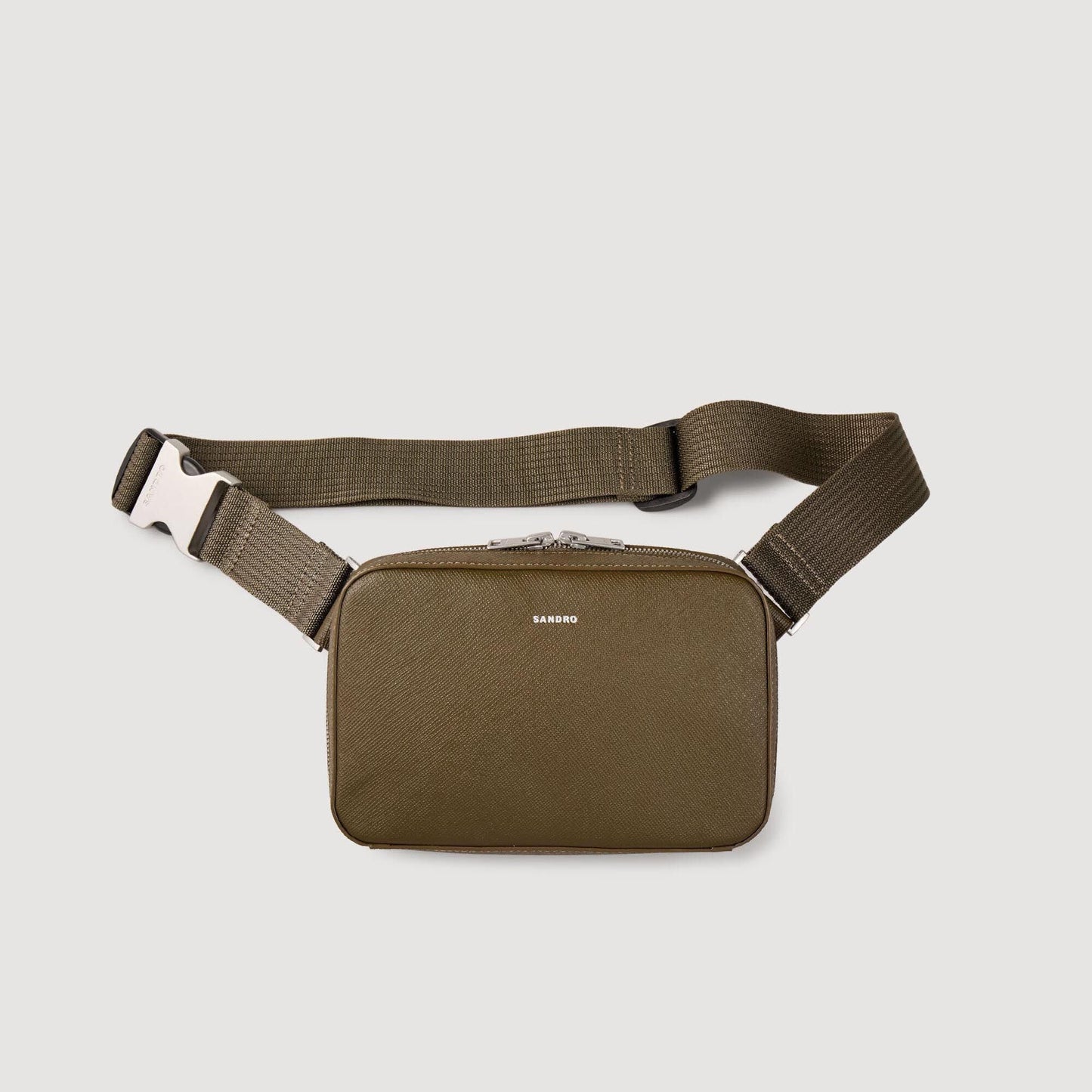 Sandro Small reconstitued leather bag Olive Green.