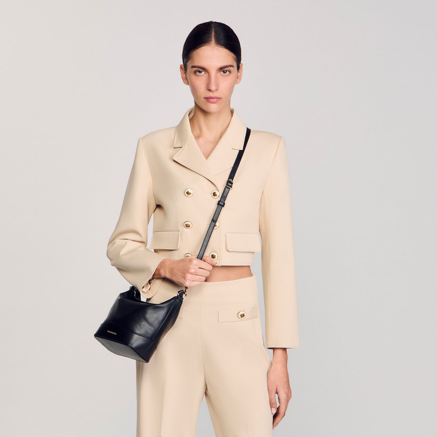 Sandro Tangoso mini leather bag Black