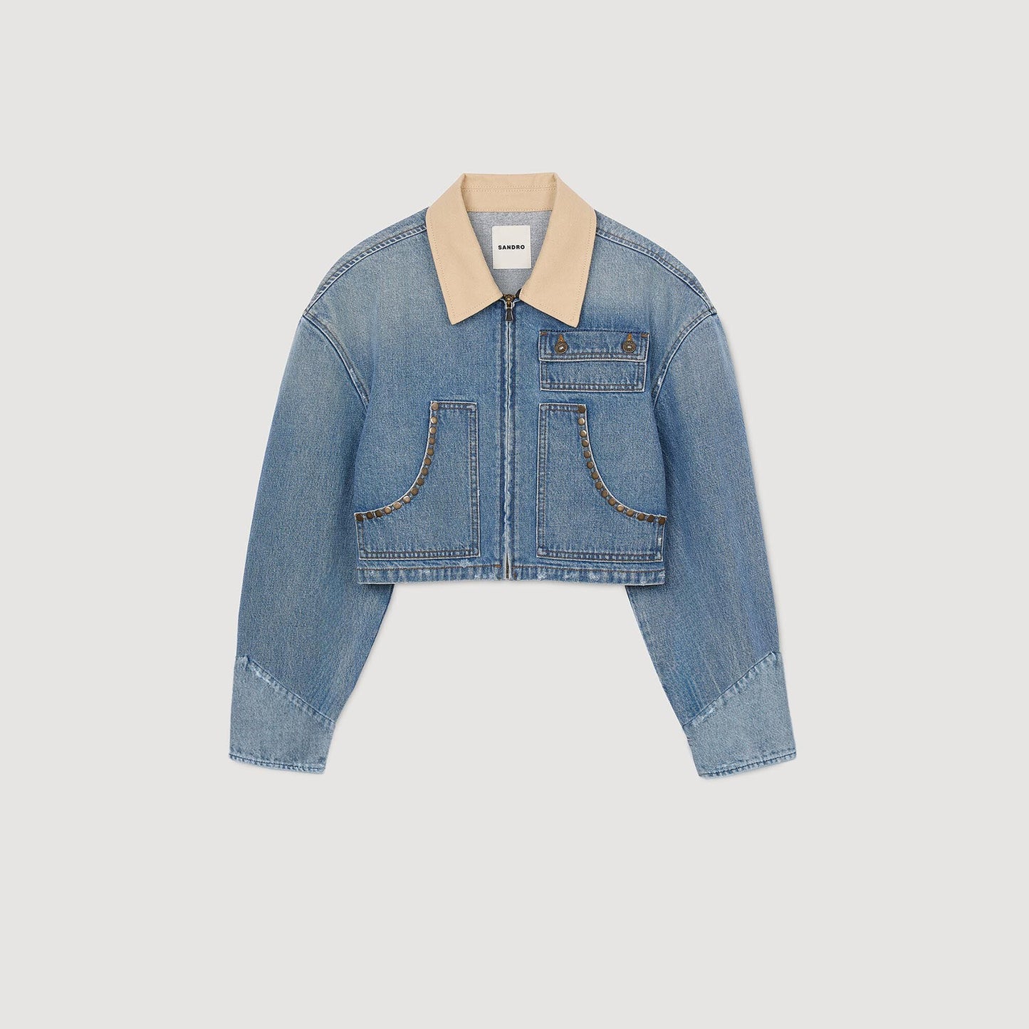 Sandro Denim jacket with studs Blue Jean
