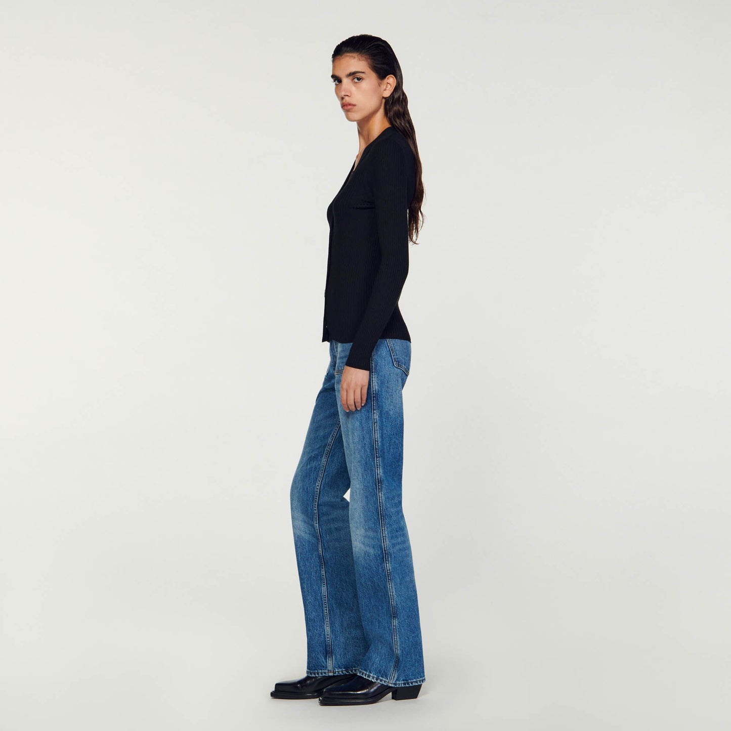 Sandro Cardigan in certified viscose Black
