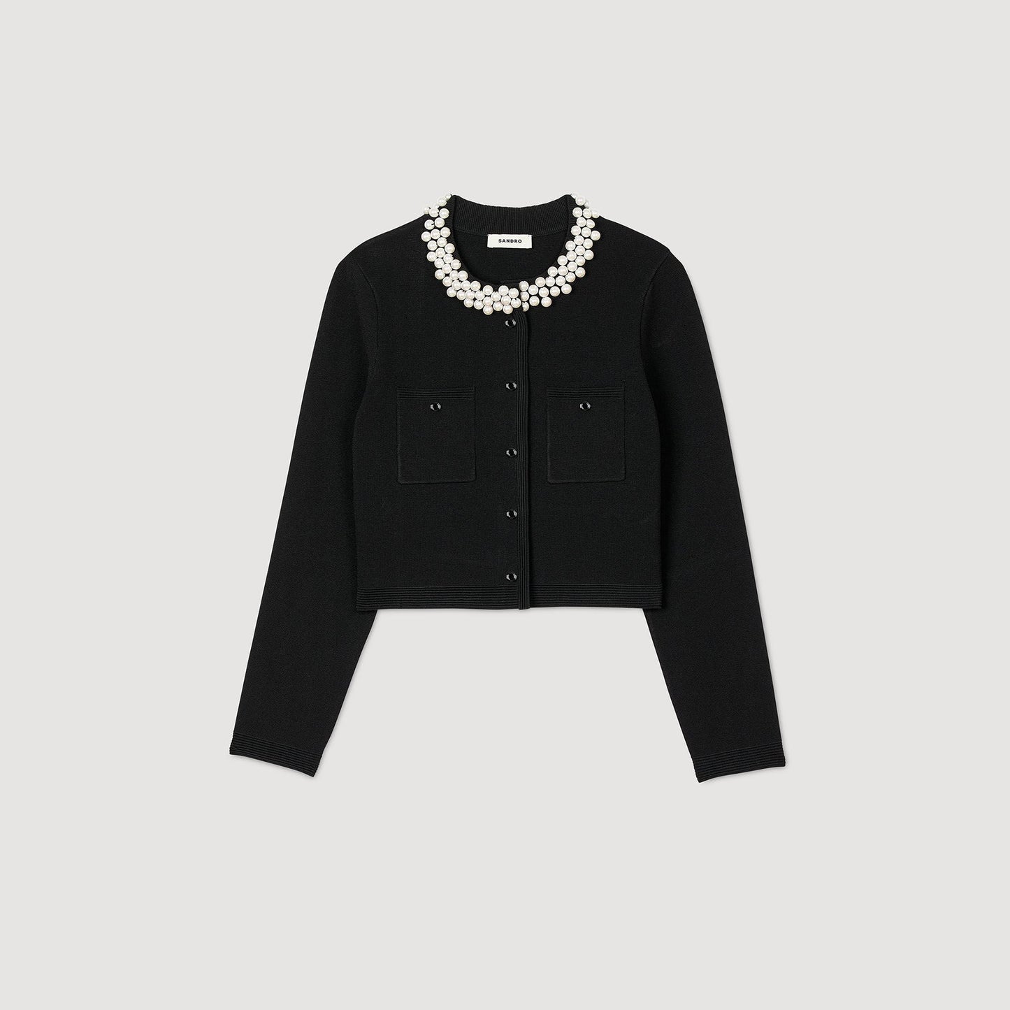Sandro Cardigan with beaded collar Black