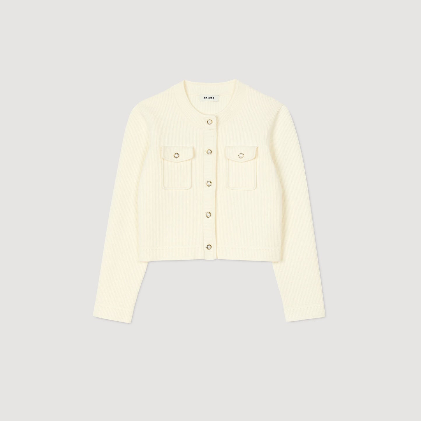 Sandro Rib knit cardigan Ecru