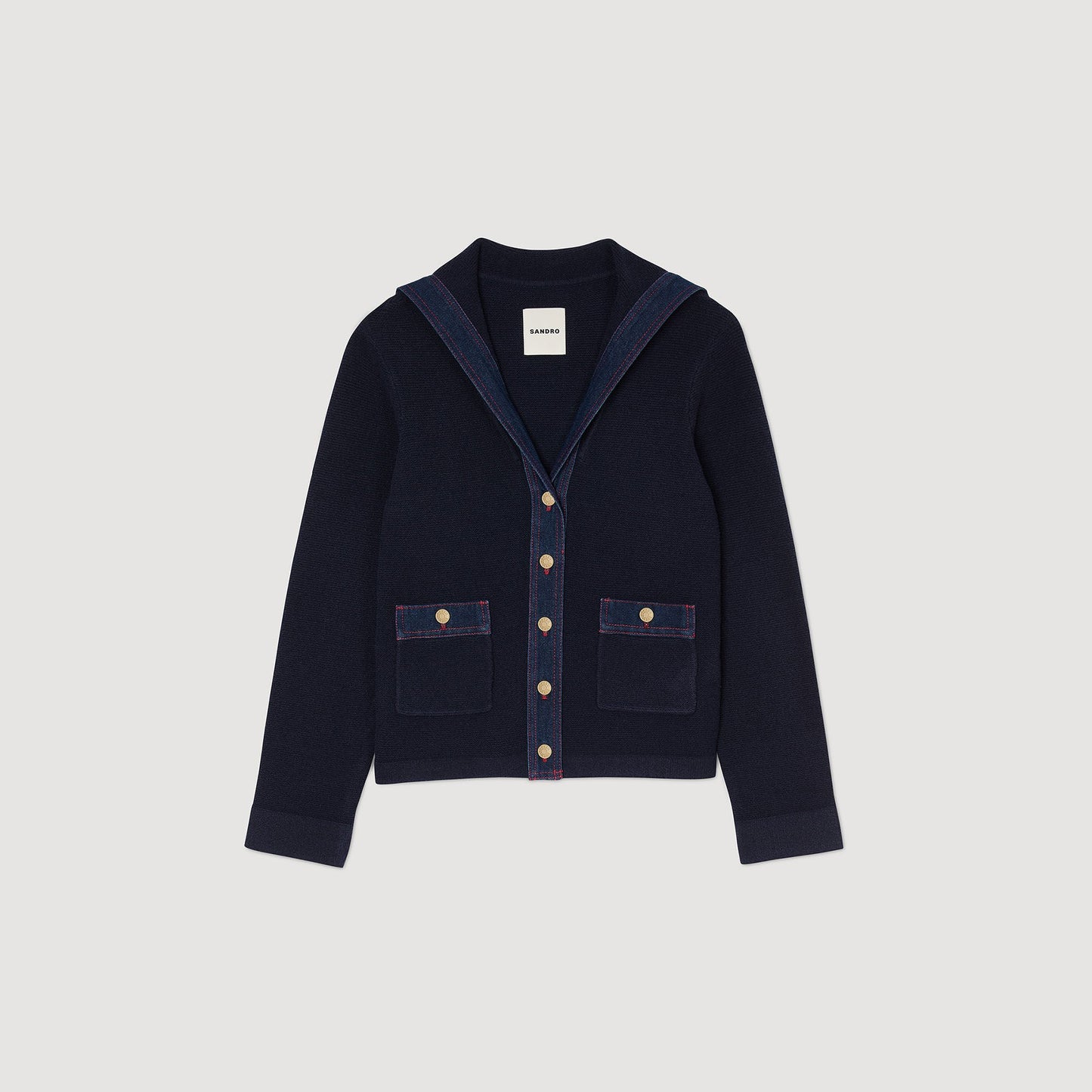 Sandro Cardigan with denim details Navy Blue