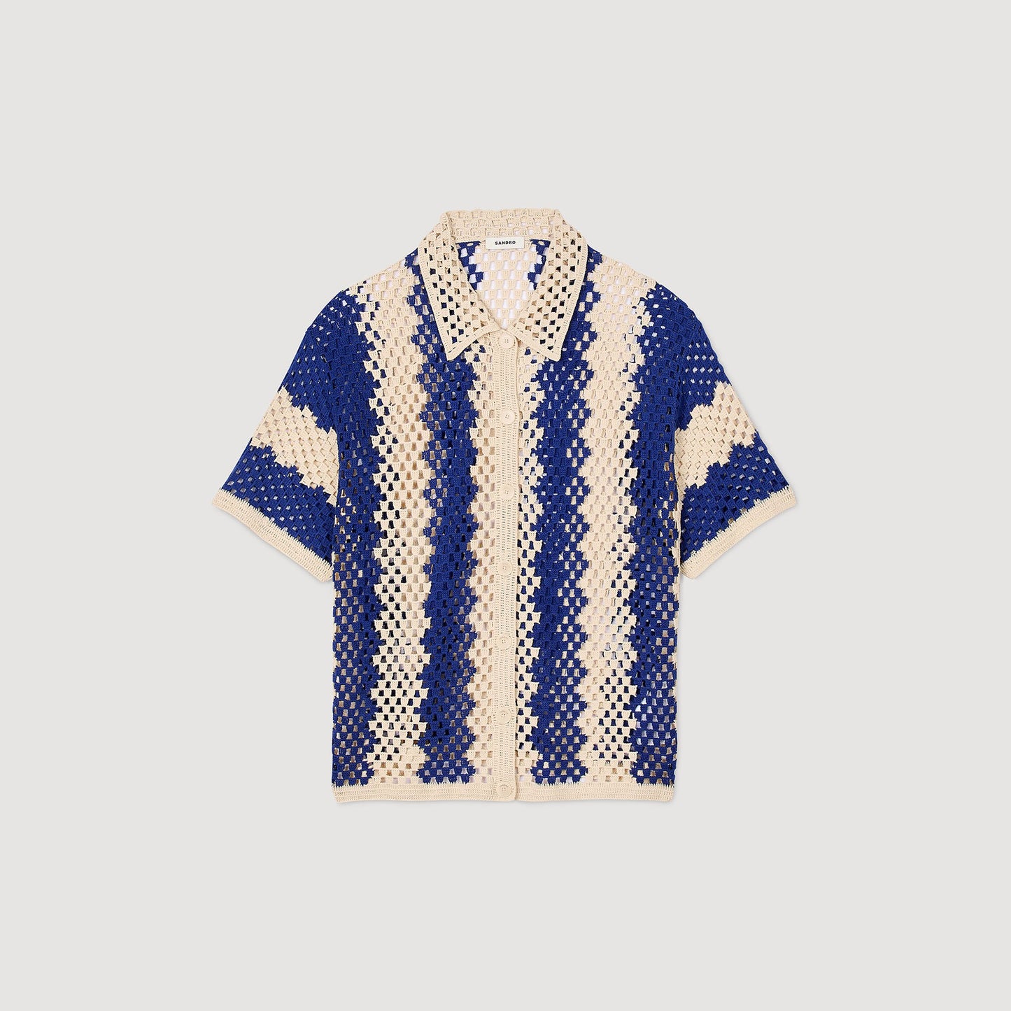 Sandro Two-tone knit cardigan Blue / Ecru