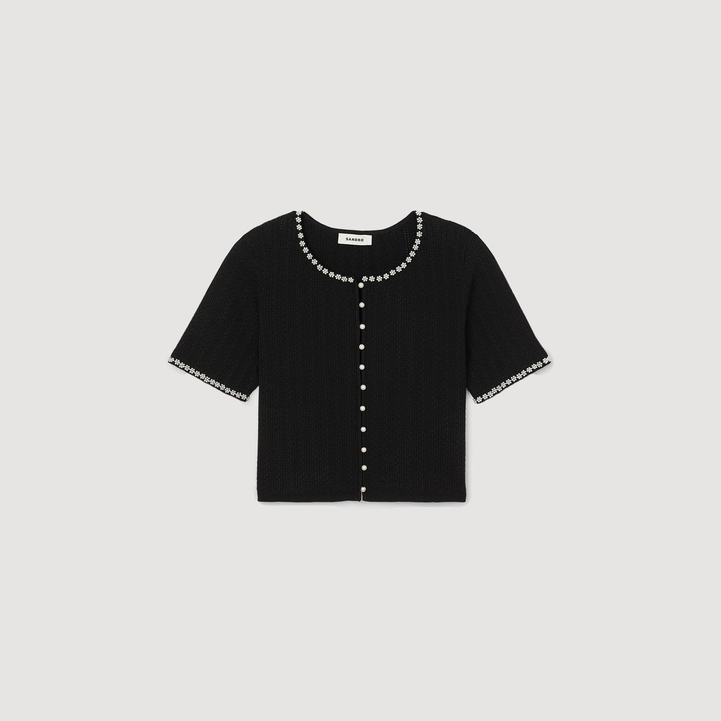 Sandro Cropped beaded cardigan Black