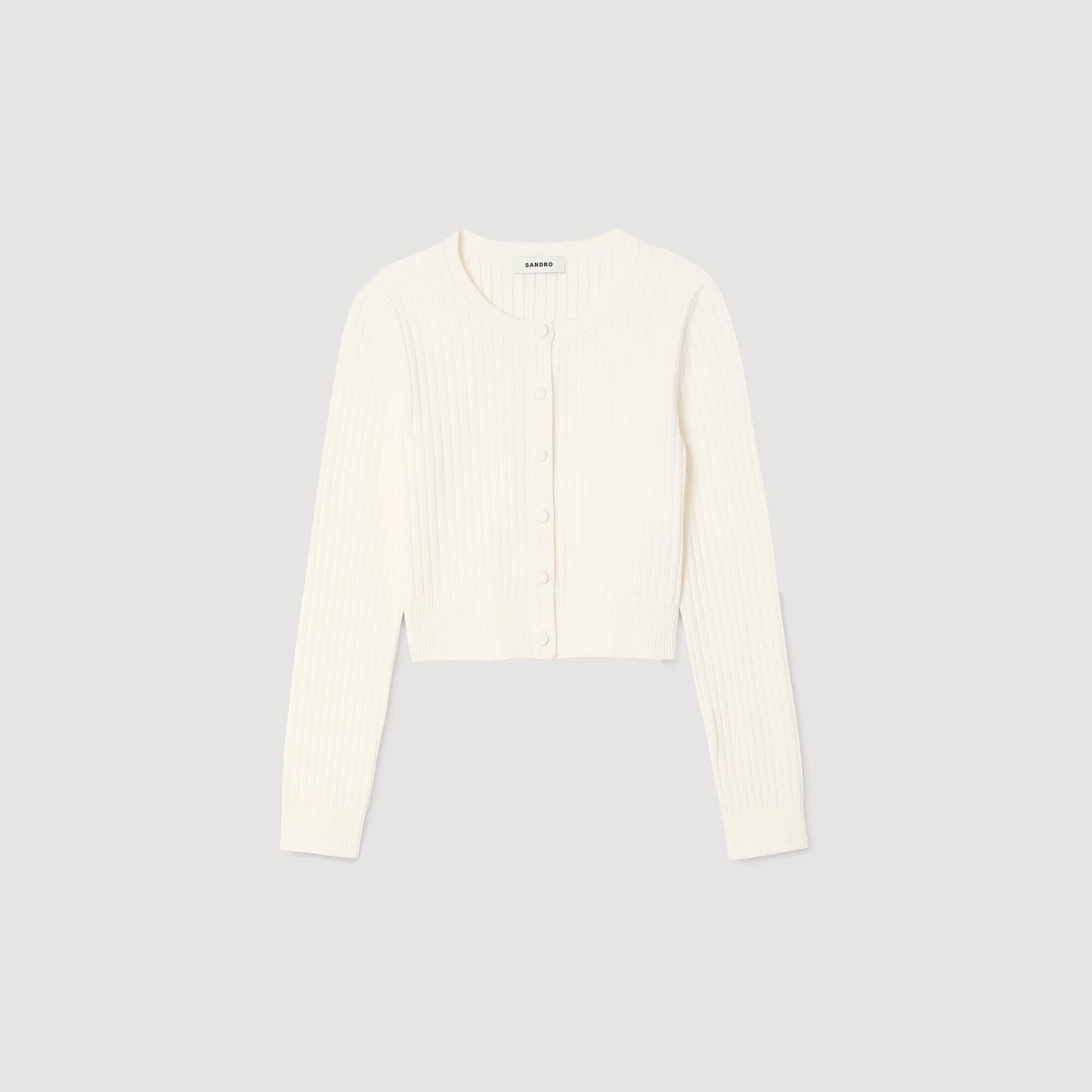 Sandro Cropped rib knit cardigan Ecru
