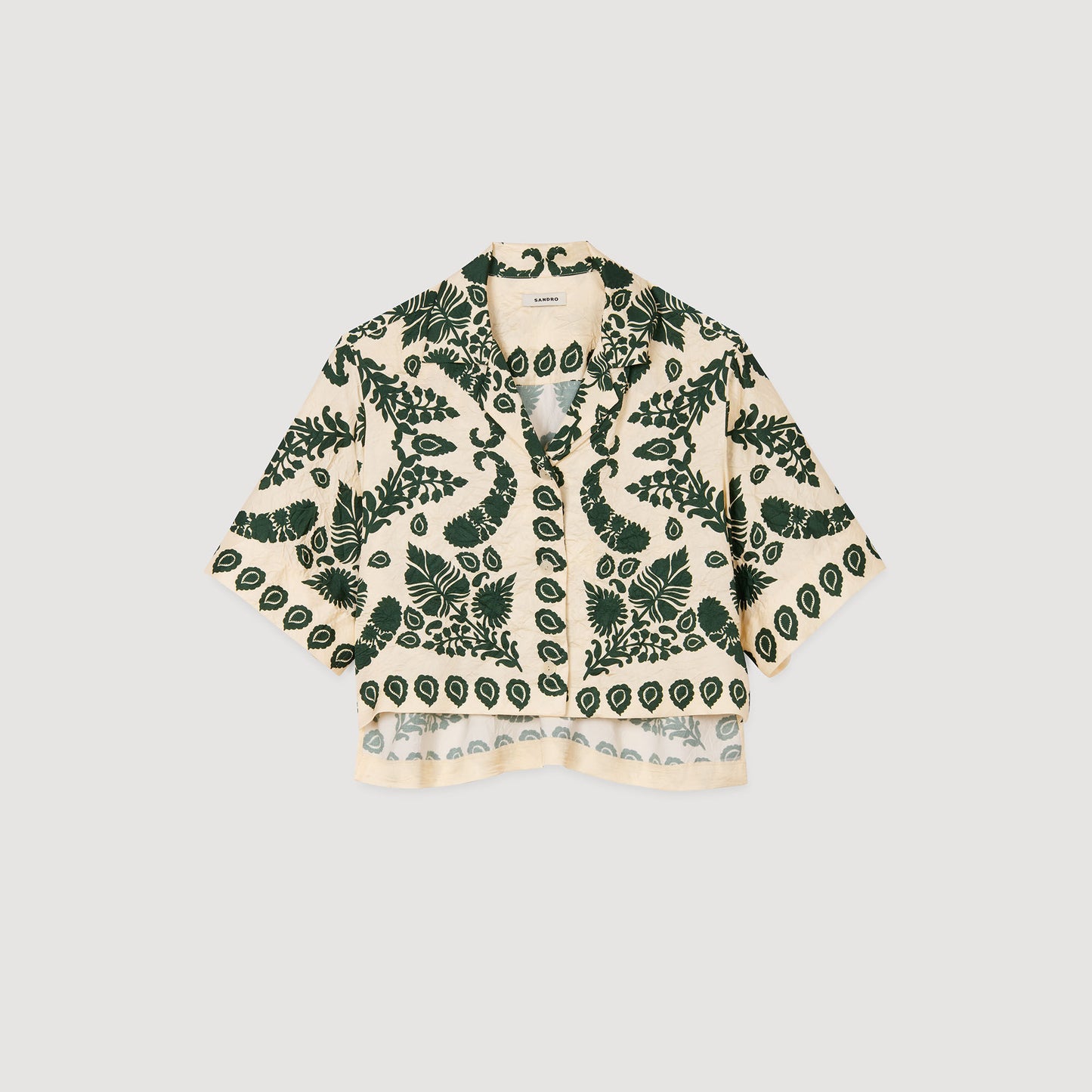 Sandro Floral motif shirt Ecru / Green