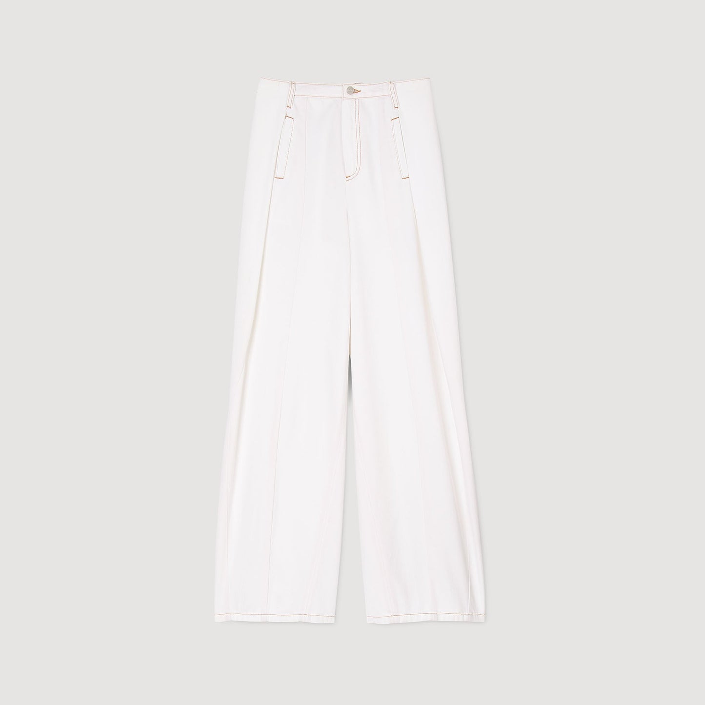 Sandro Topstitched wide-leg jeans White