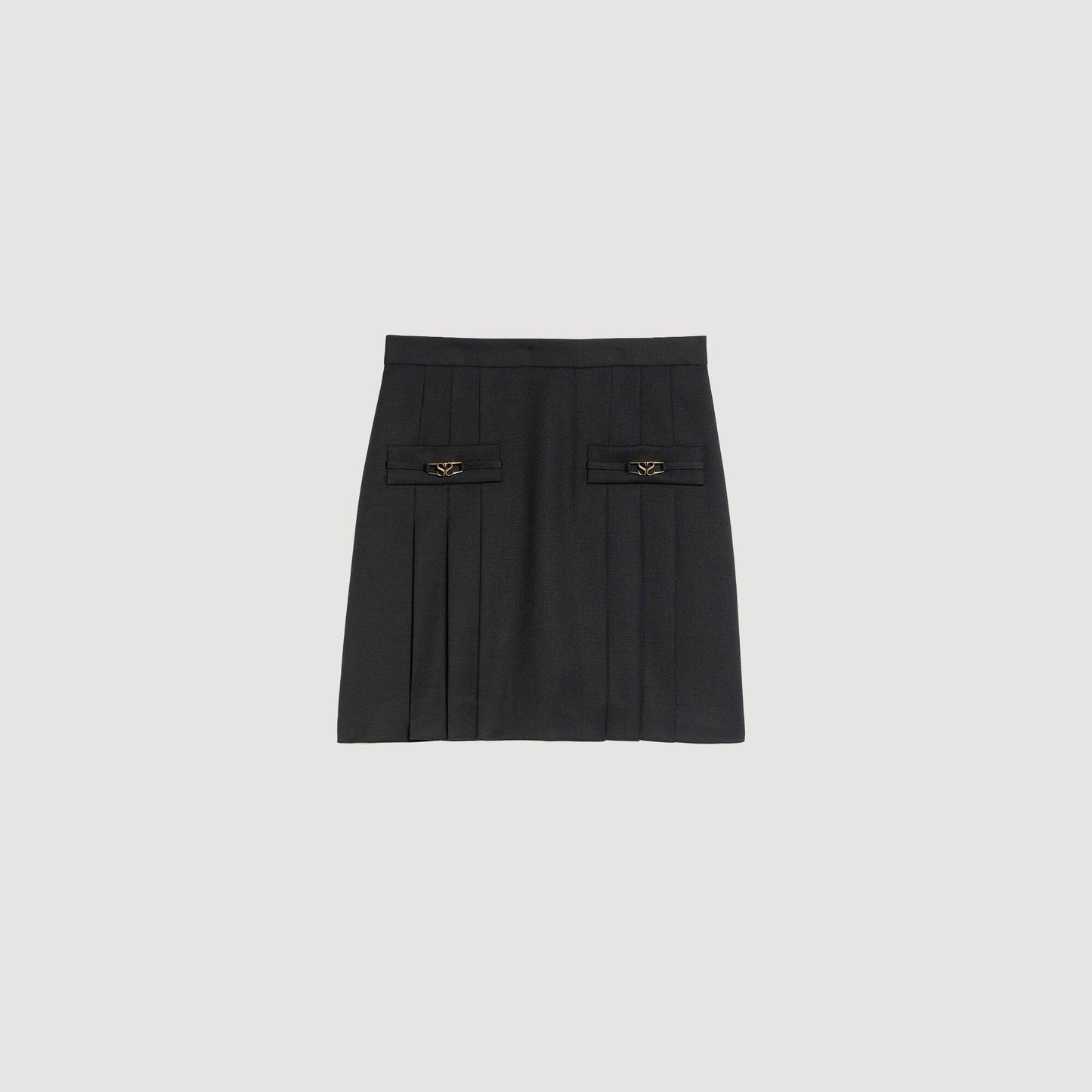 Sandro Mini skirt with stitched pleats Black
