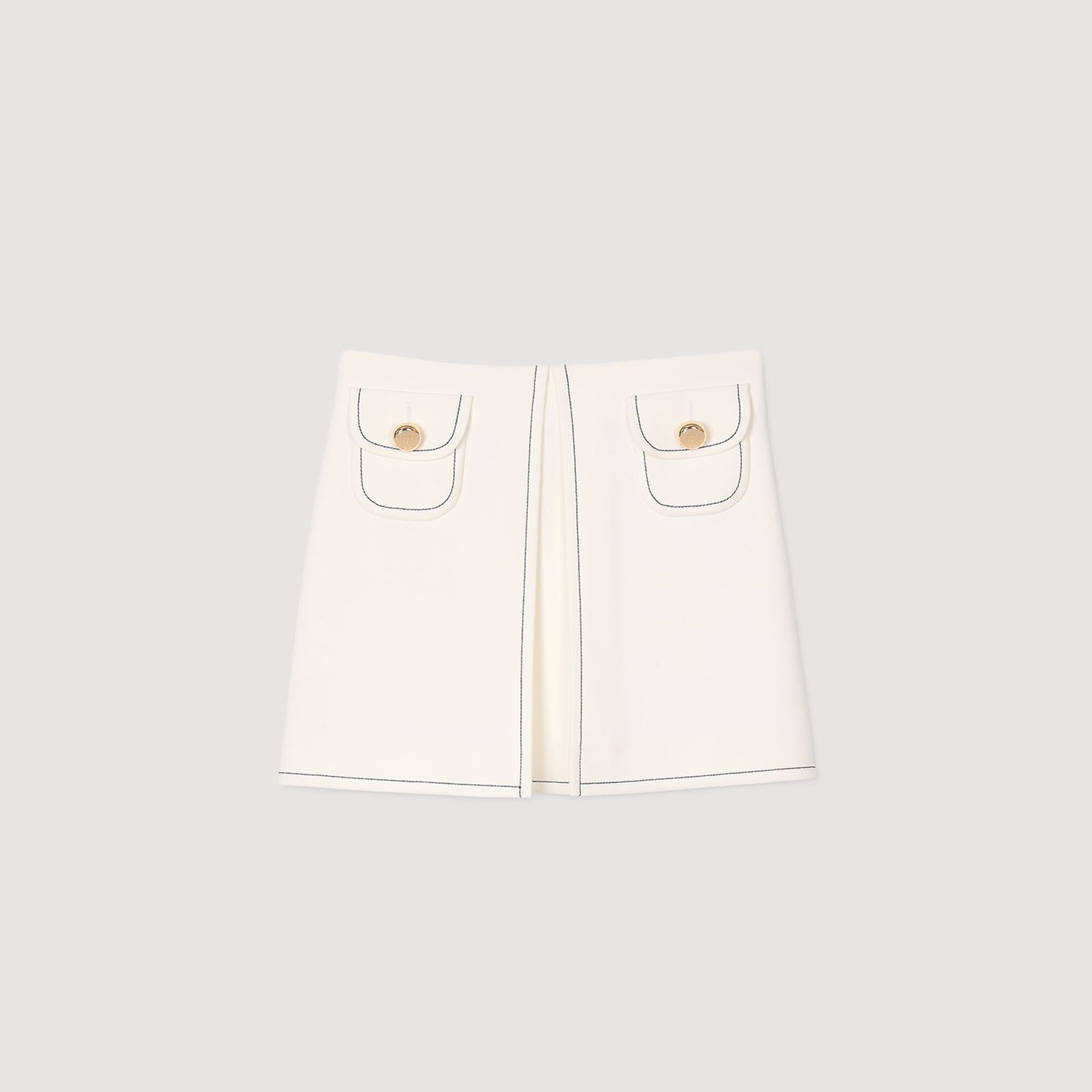 Sandro Mini box-pleated skirt Ecru
