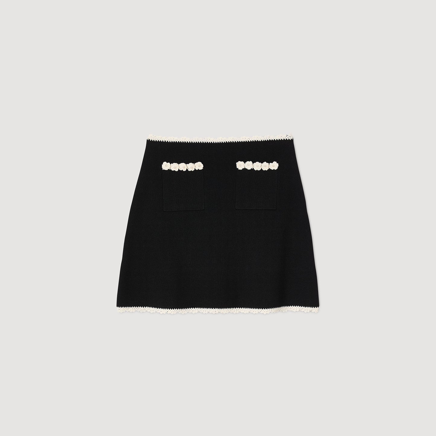 Sandro Mini skirt with crochet details Black