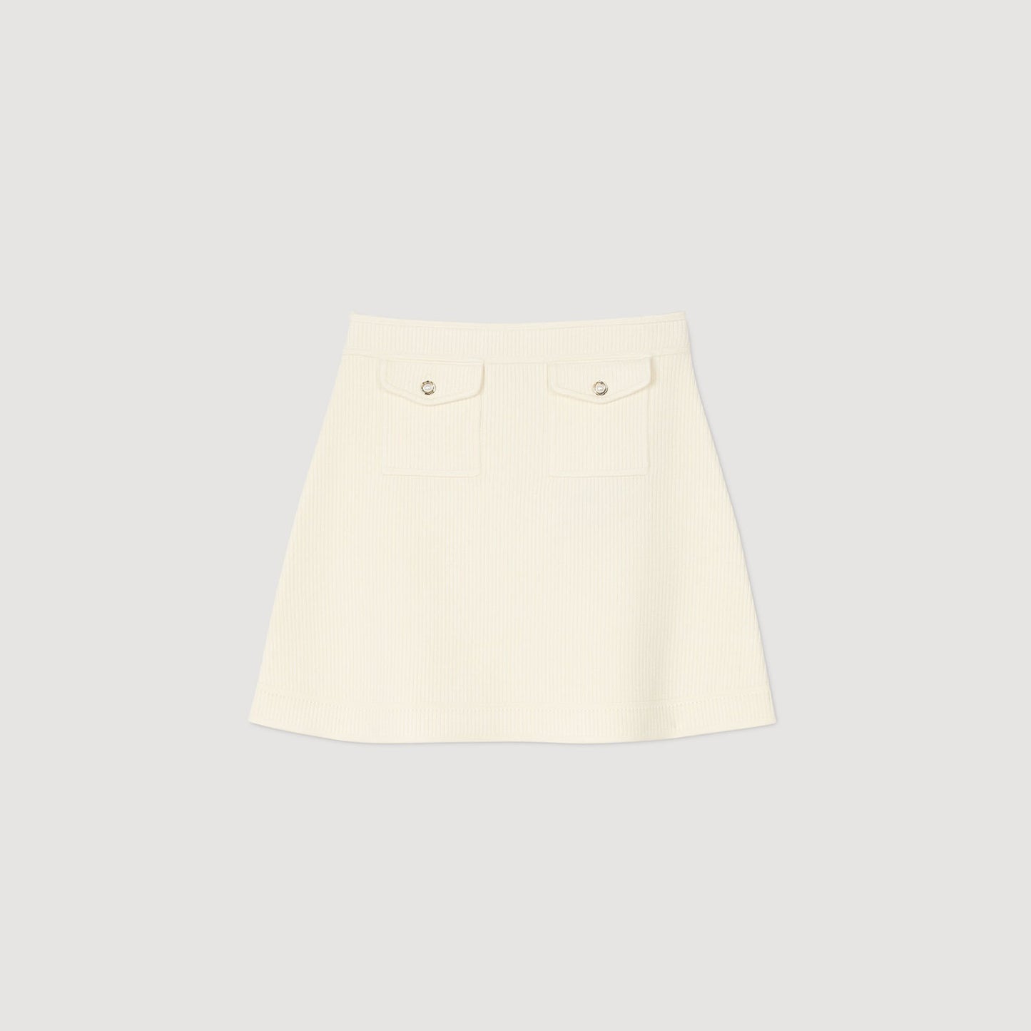 Sandro Mini rib-knit skirt Ecru