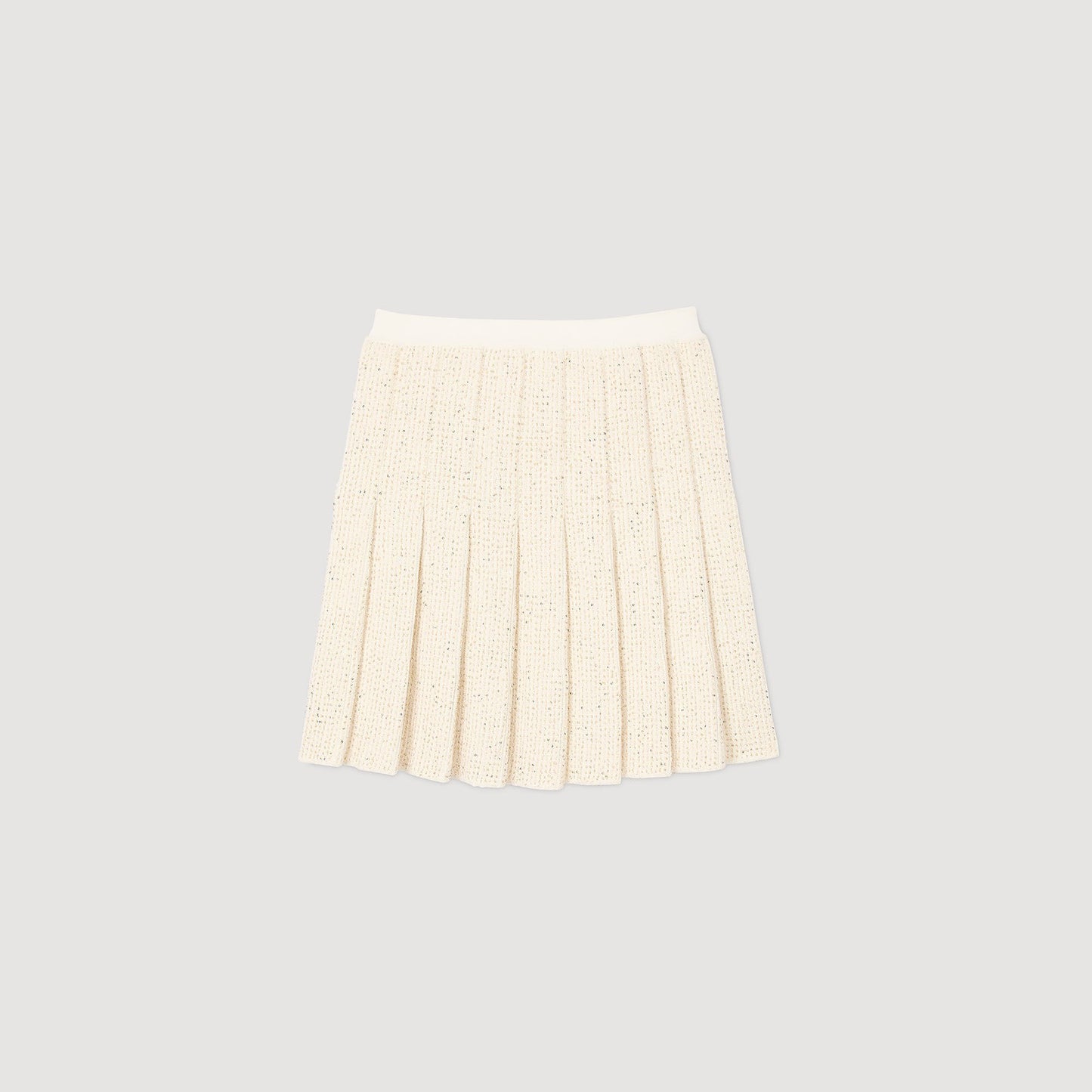 Sandro Mini tweed pleated skirt Ecru