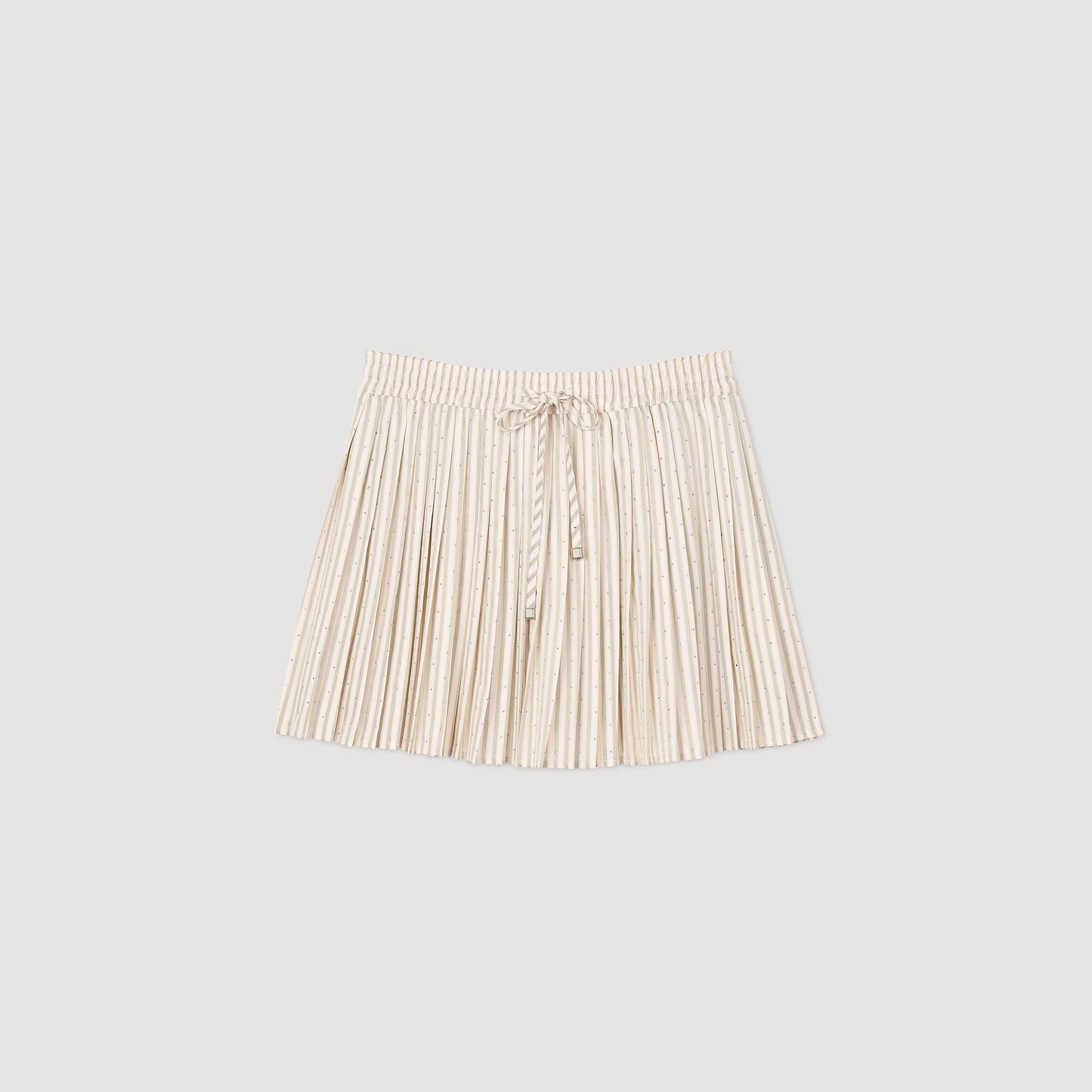 Sandro Rhinestone striped pleated skirt Khaki / Pink