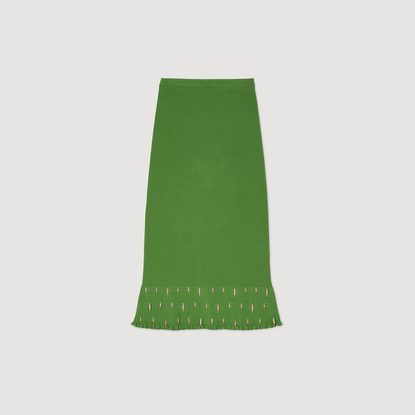 Sandro Maxi knit skirt with charms Green