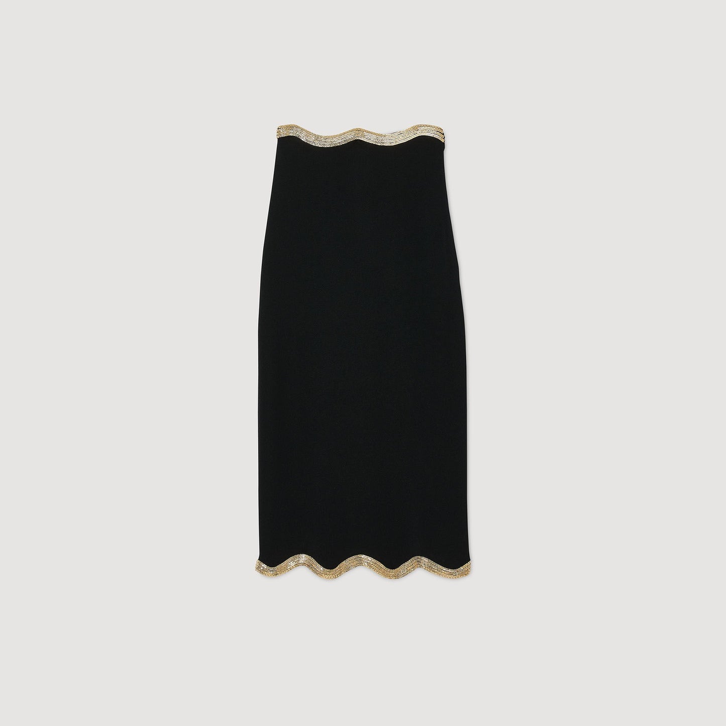 Sandro Maxi knitted skirt with chain detail Black