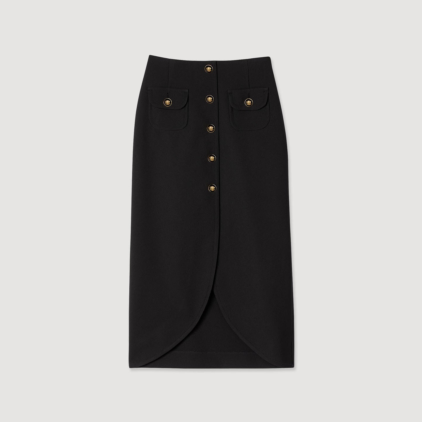 Sandro Buttoned midi skirt Black