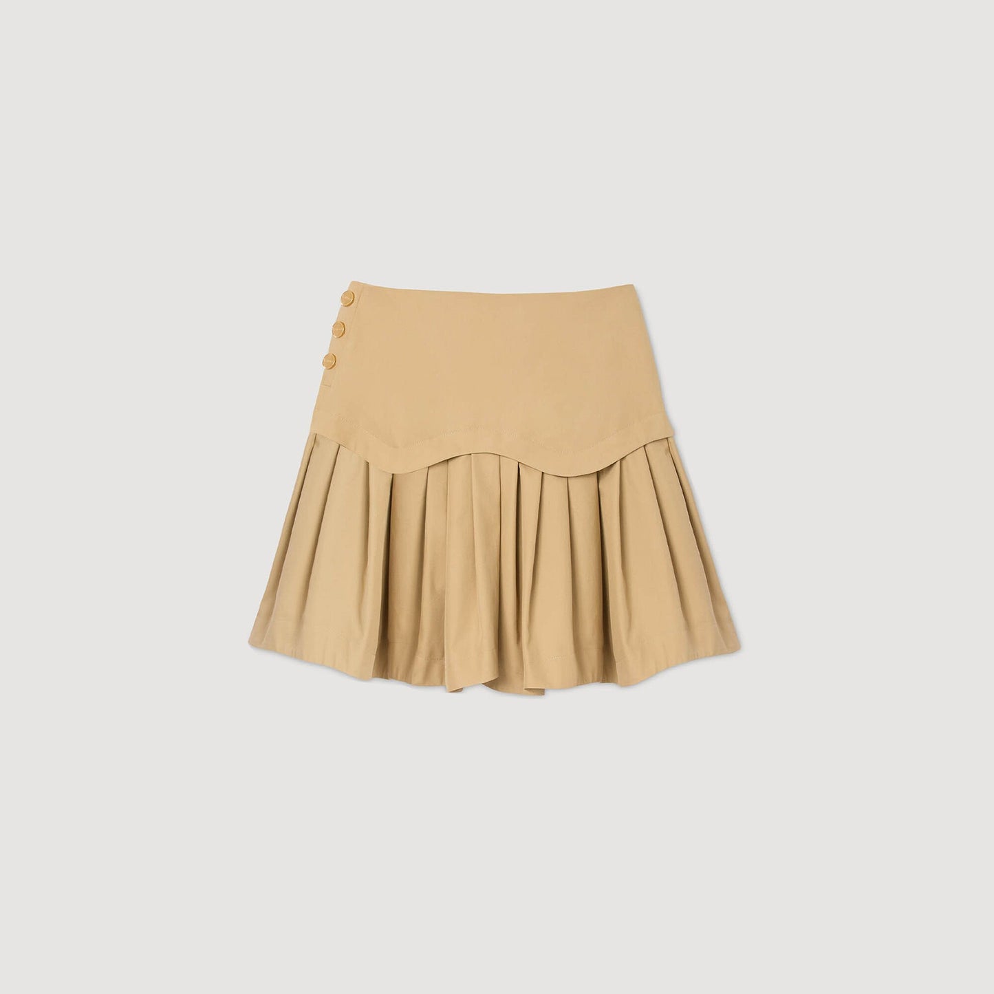 Sandro Mini flared pleated skirt Beige