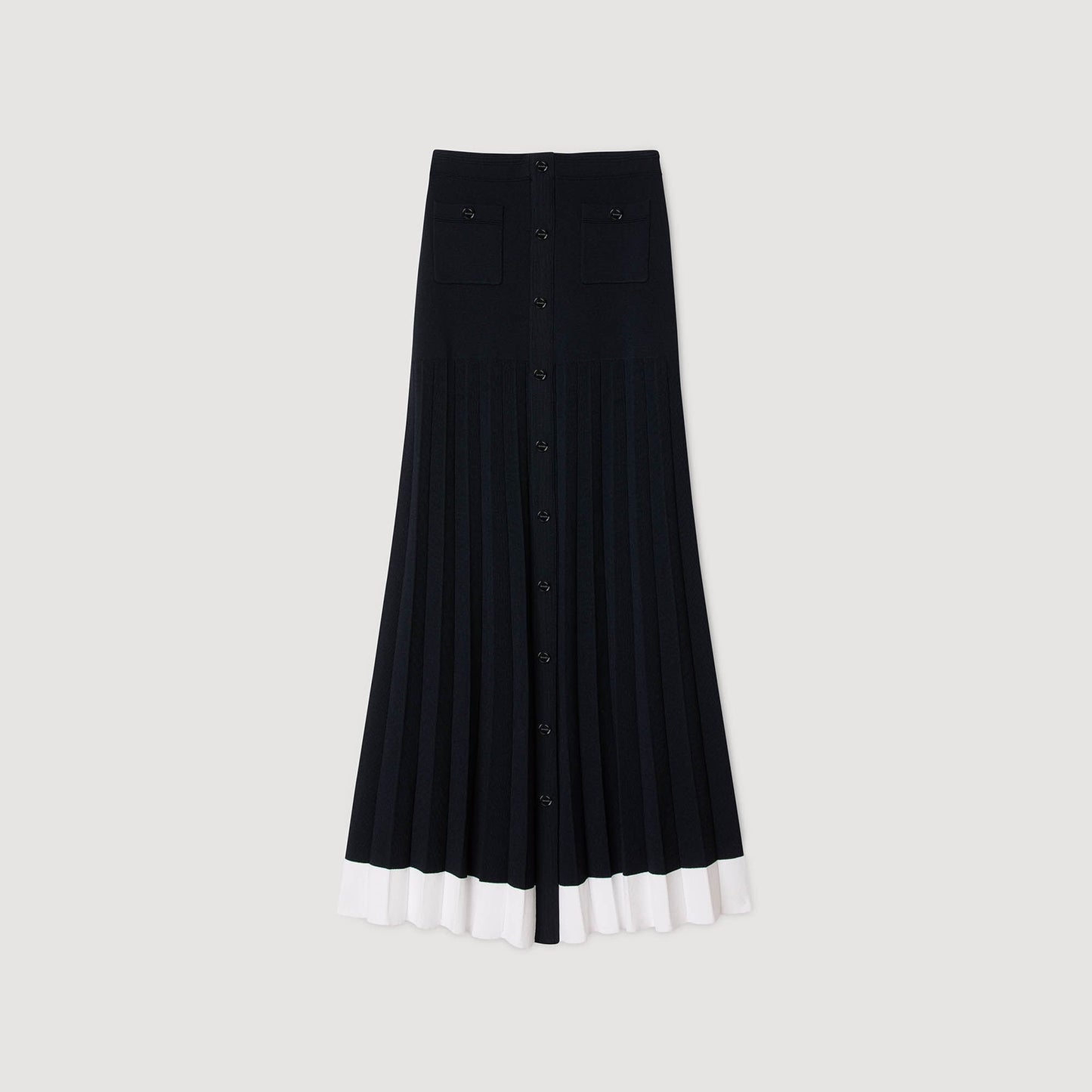 Sandro Maxi two-tone knit skirt Navy Blue