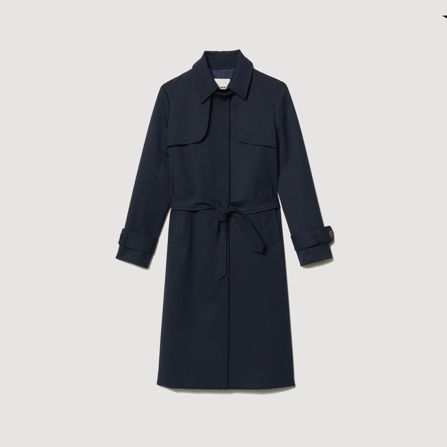 Sandro Trench coat with pleated inset Navy Blue