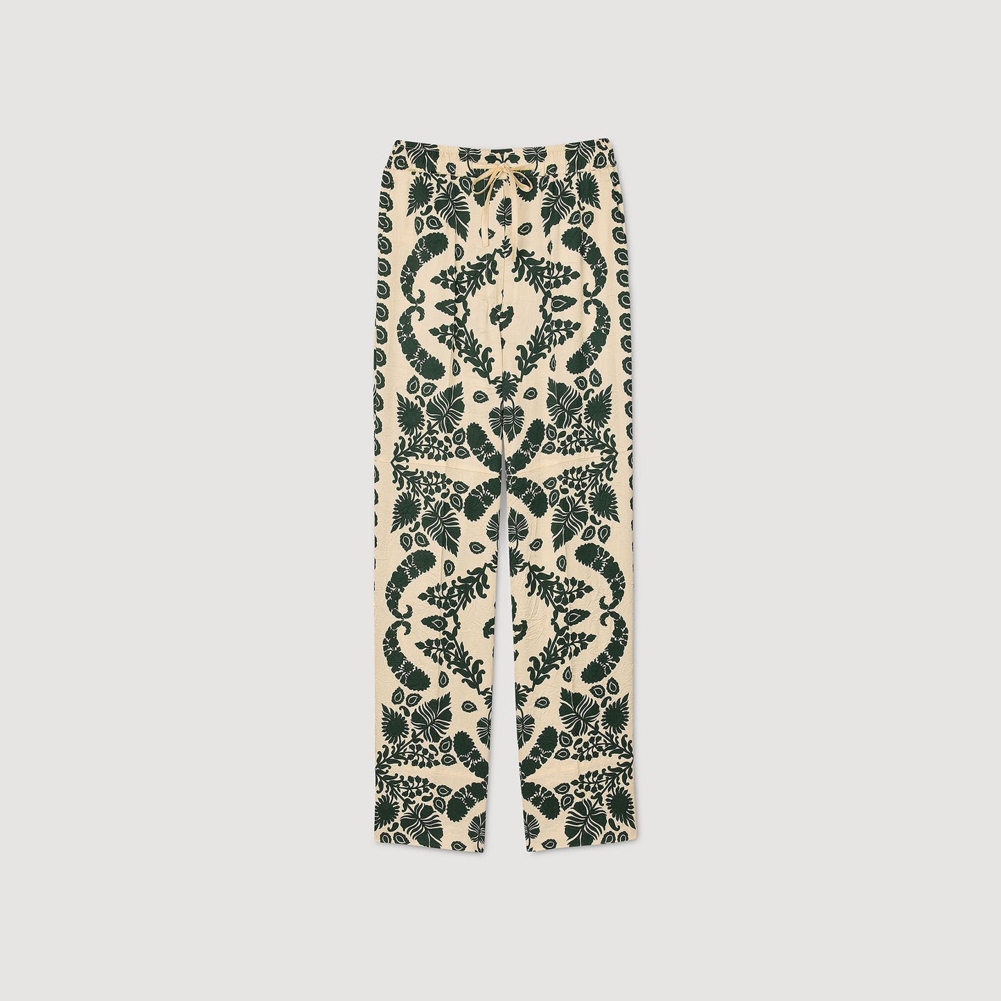 Sandro Floral pants Ecru / Green