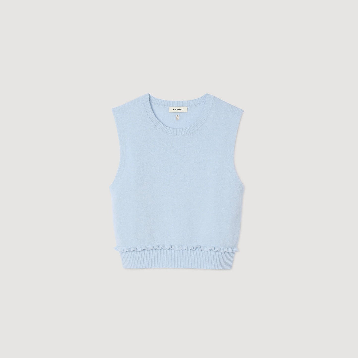 Sandro Ruffled cropped sweater Sky Blue