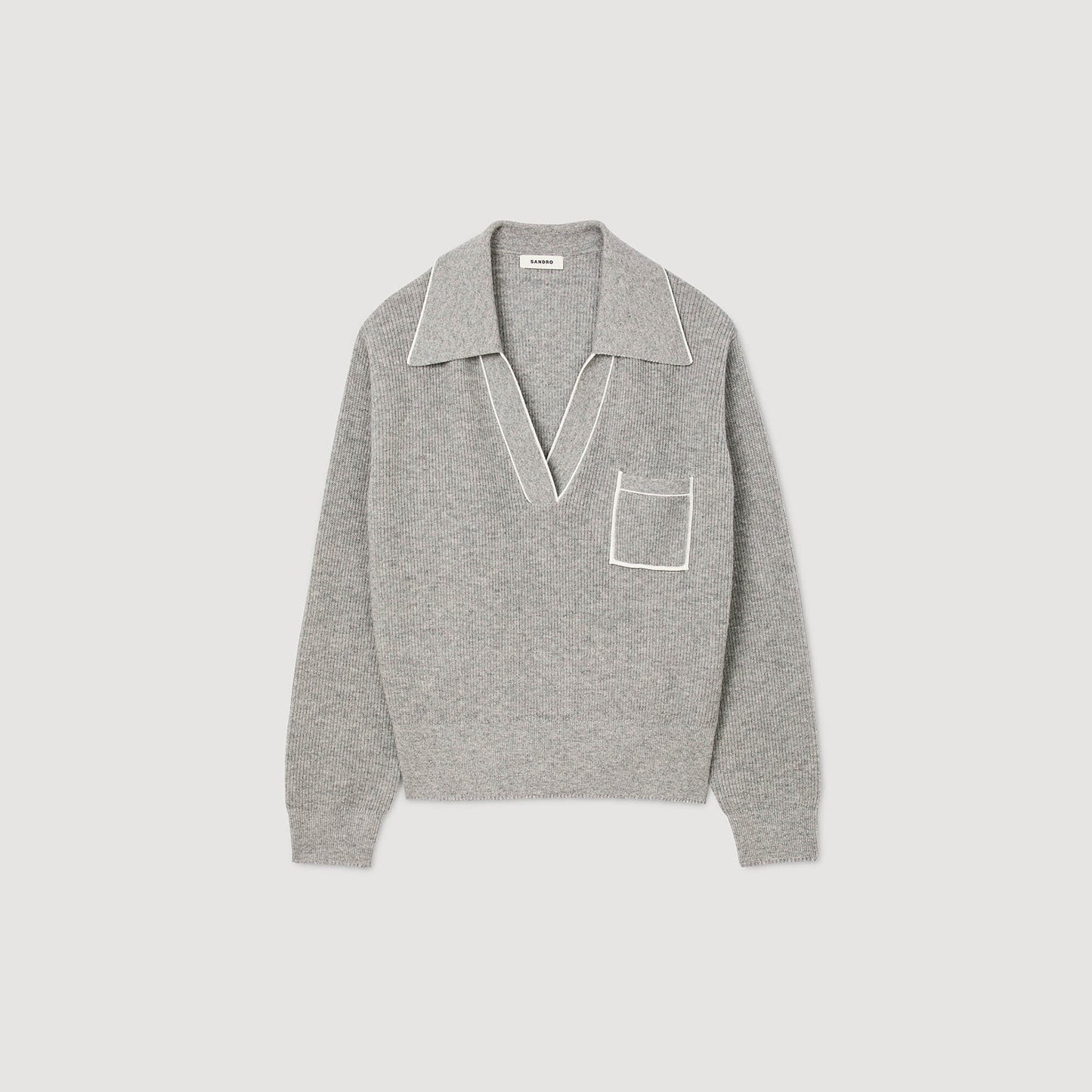 Sandro Open polo-collar neck sweater Grey