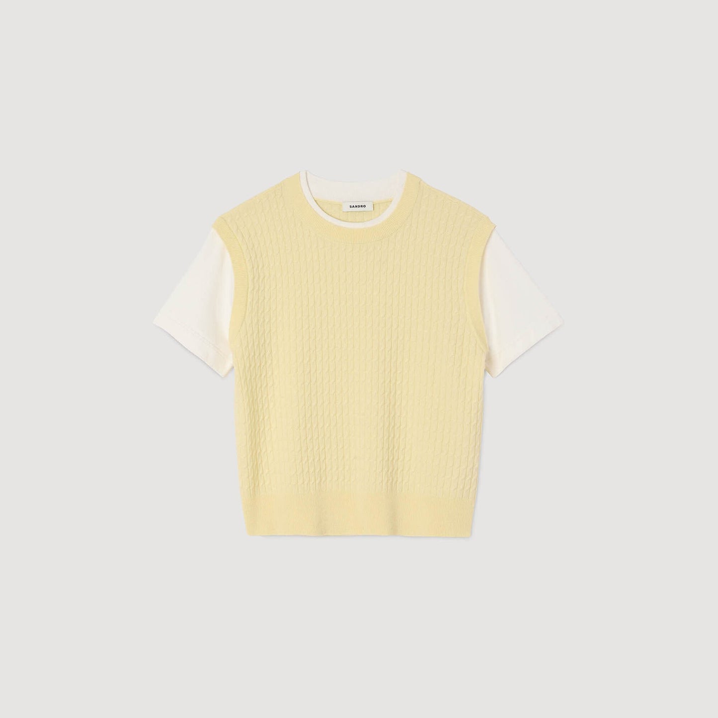 Sandro Dual-material knit sweater Light Yellow
