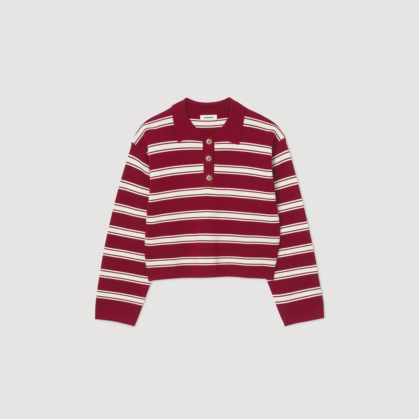 Sandro Striped polo sweater Bordeaux