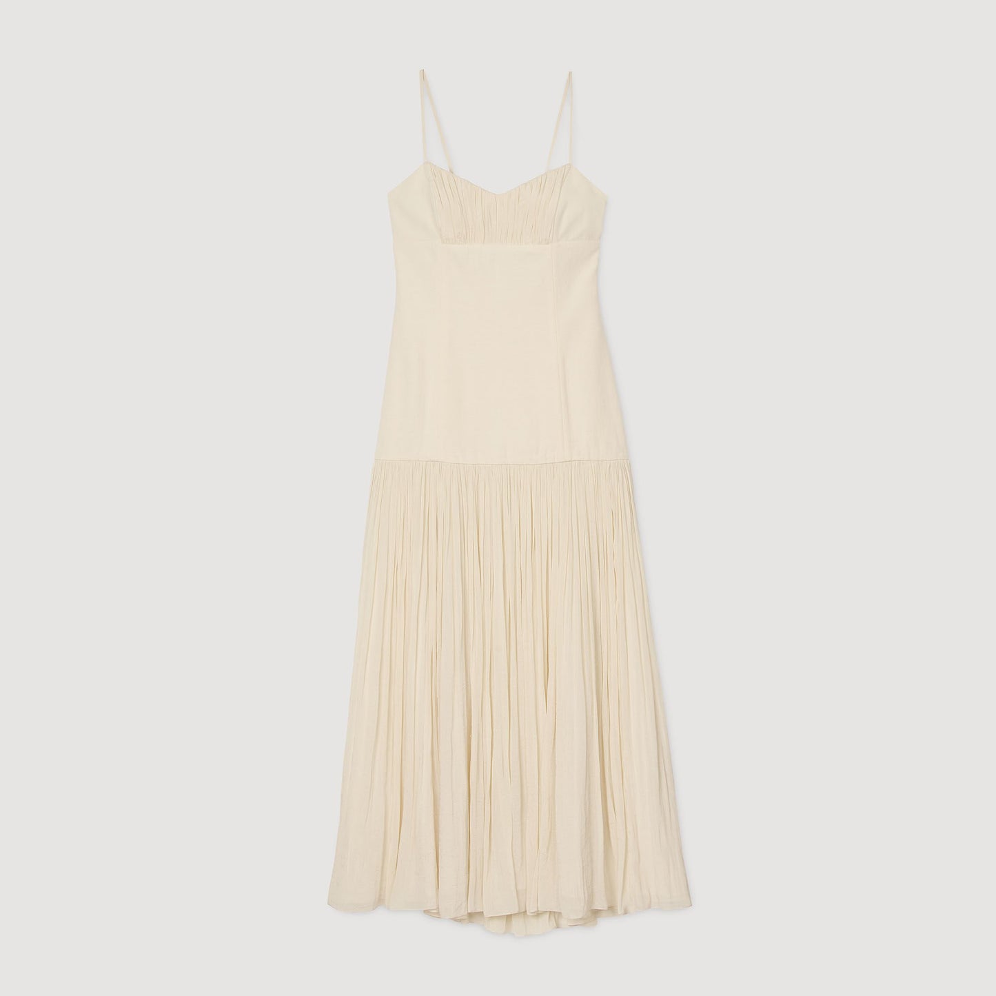 Sandro Pleated maxi dress Ecru