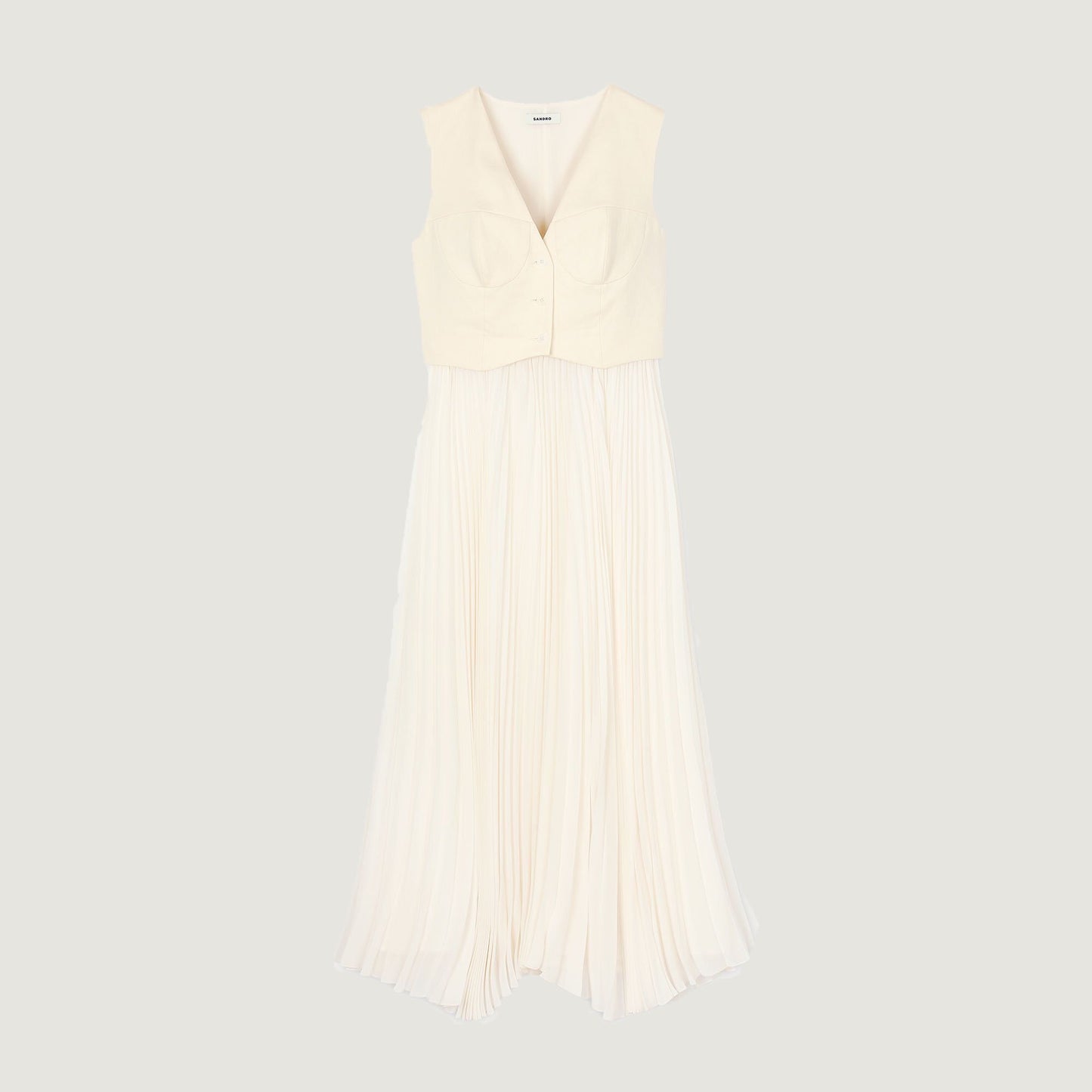 Sandro Pleated maxi dress Ecru