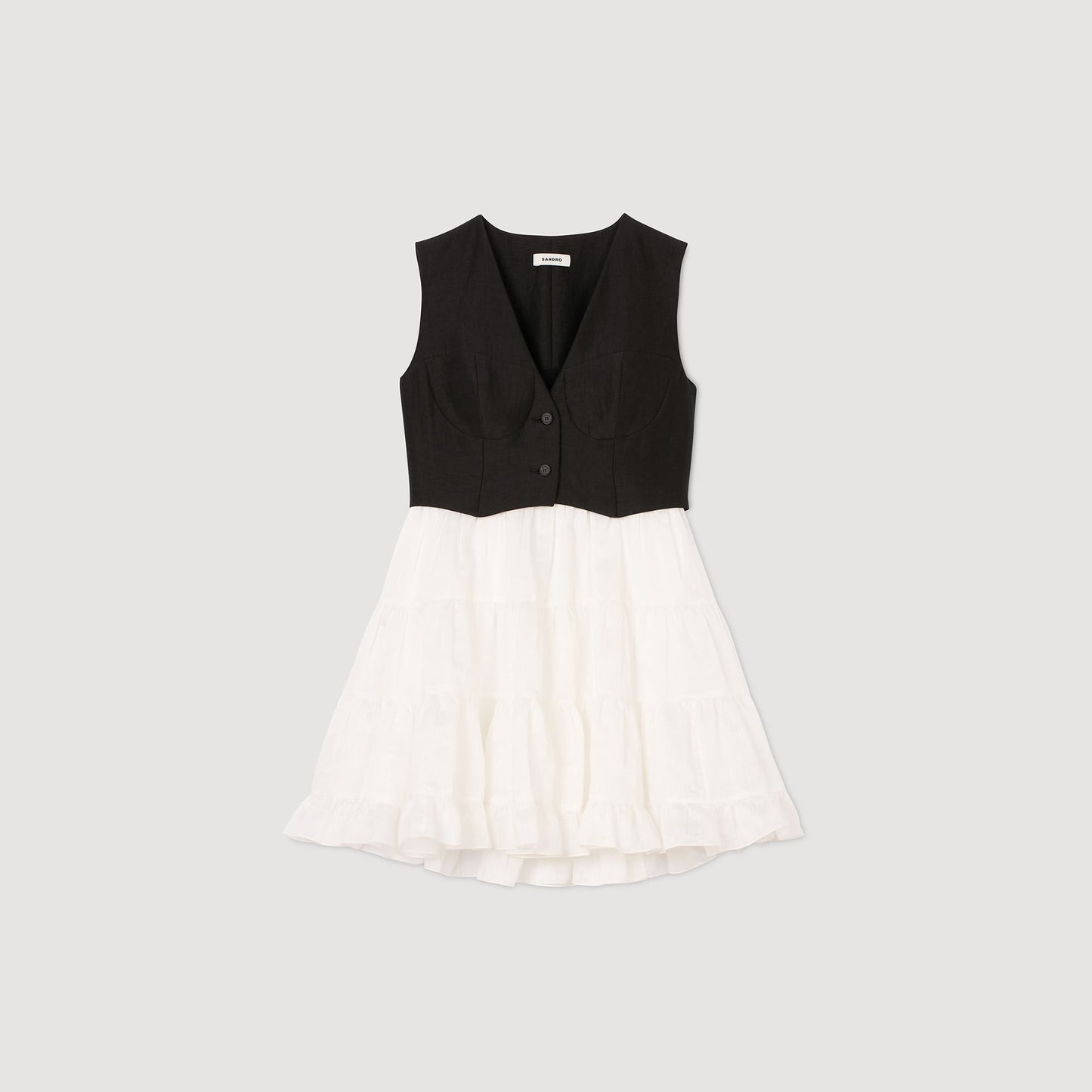 Sandro Two-tone mini dress Black / Ecru