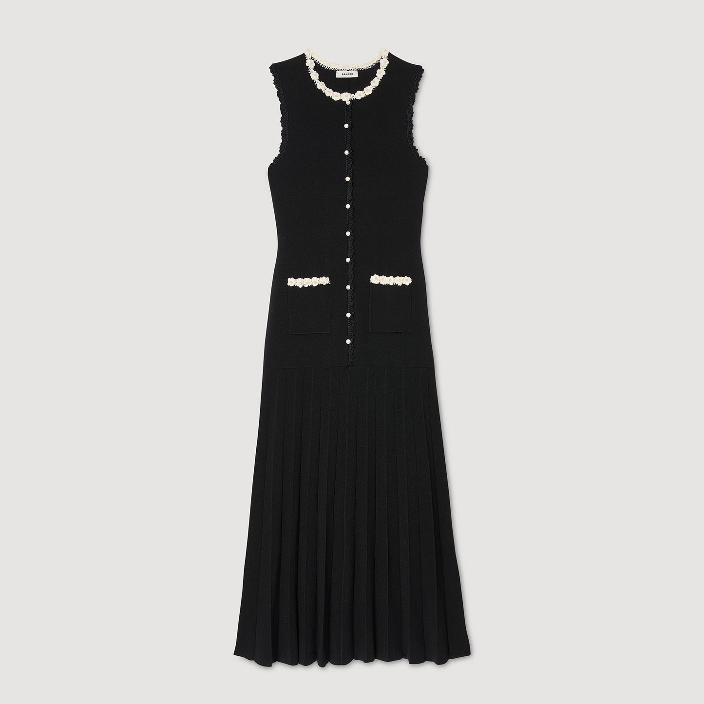 Sandro Maxi dress with crochet detailing Black