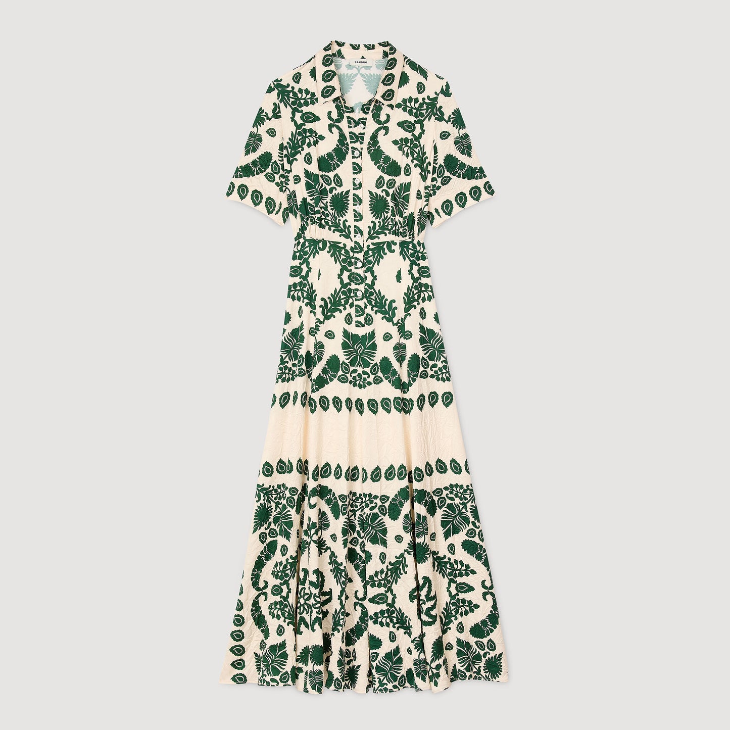 Sandro Floral print maxi dress Ecru / Green