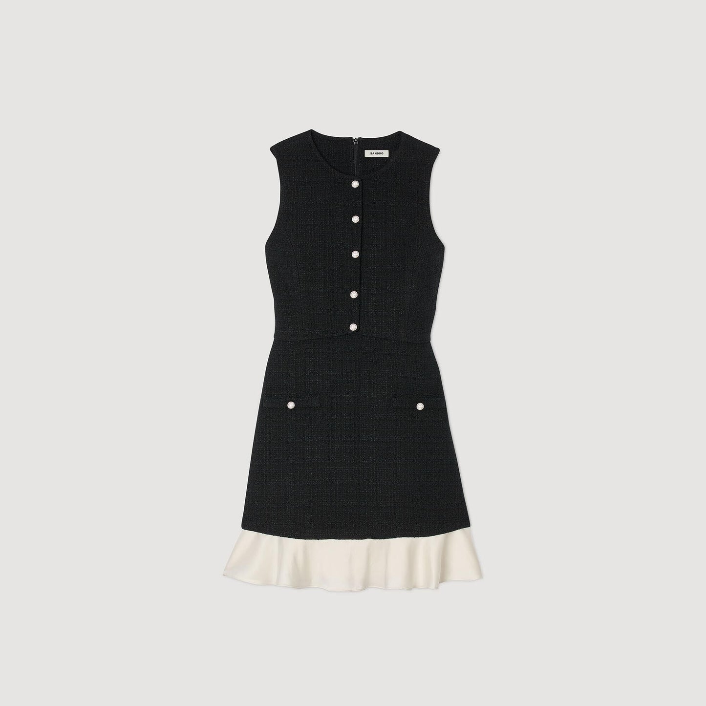 Sandro Two-tone tweed mini dress Black