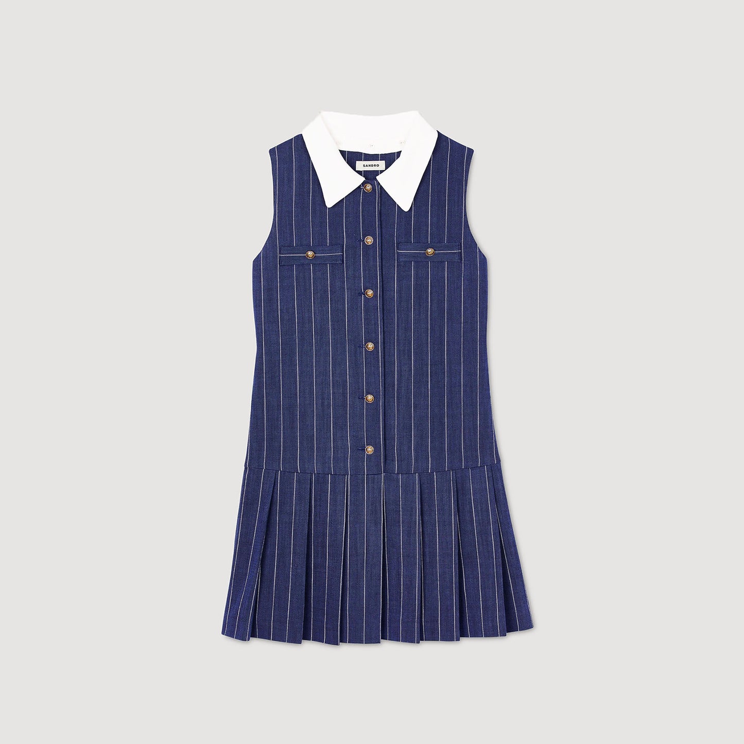 Sandro Mini striped dress Navy / Ecru