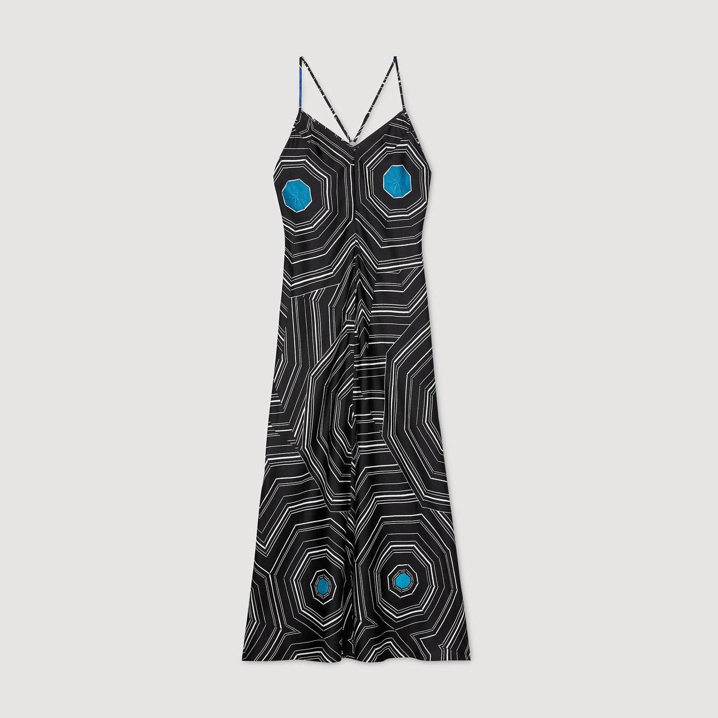Sandro Patterned silk maxi dress Black