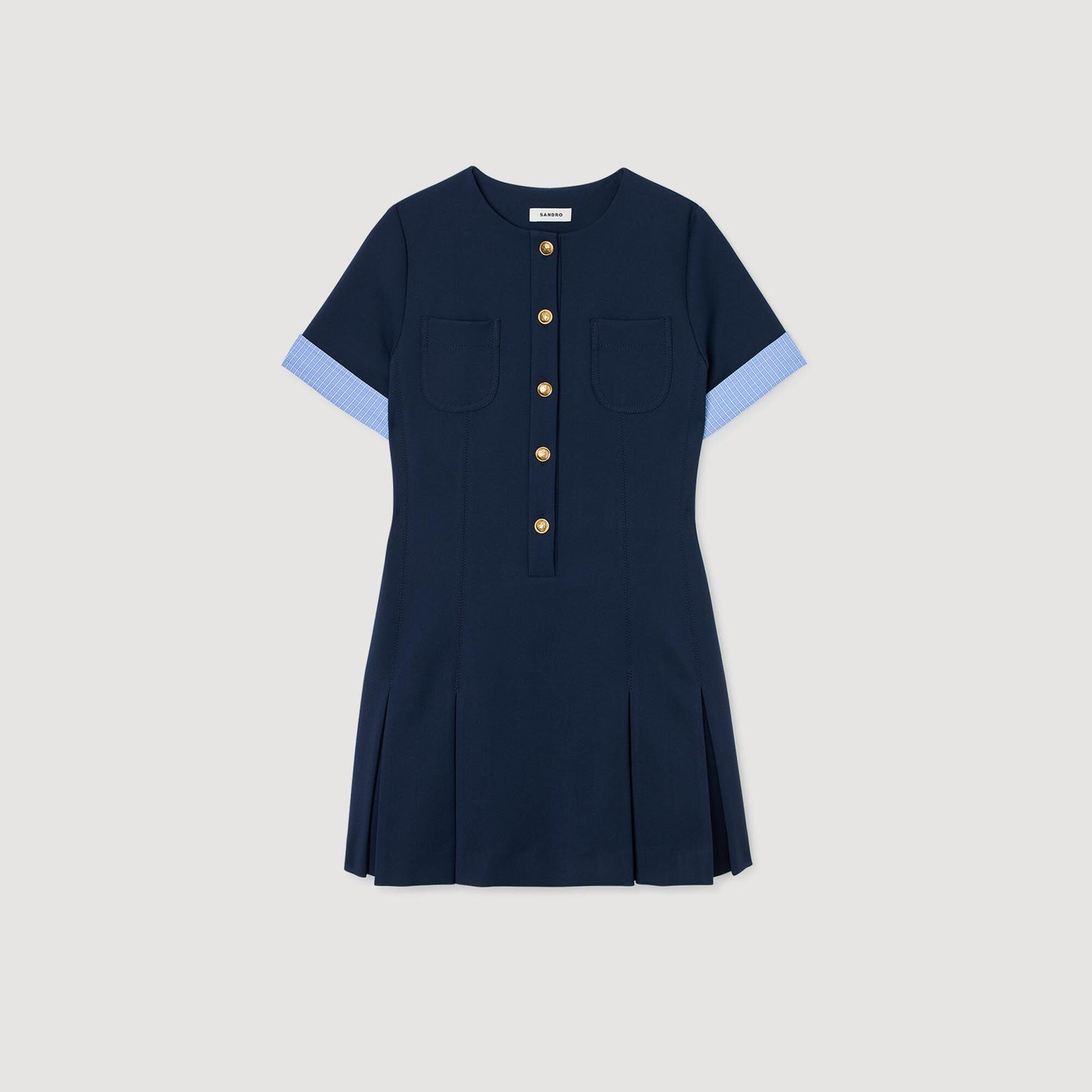 Sandro Mini pleated dress Navy Blue
