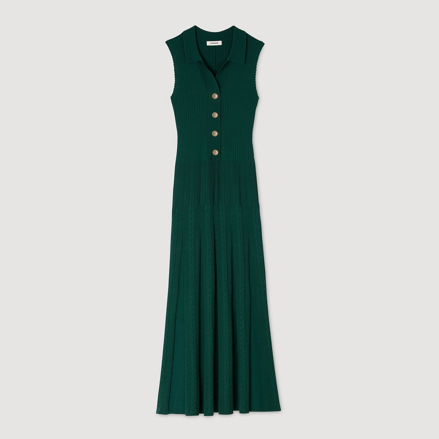 Sandro Knit dress with polo neck Dark Green