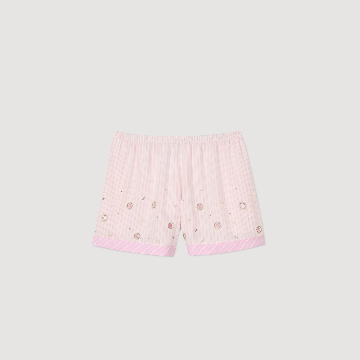 Sandro Rhinestone striped shorts Pink