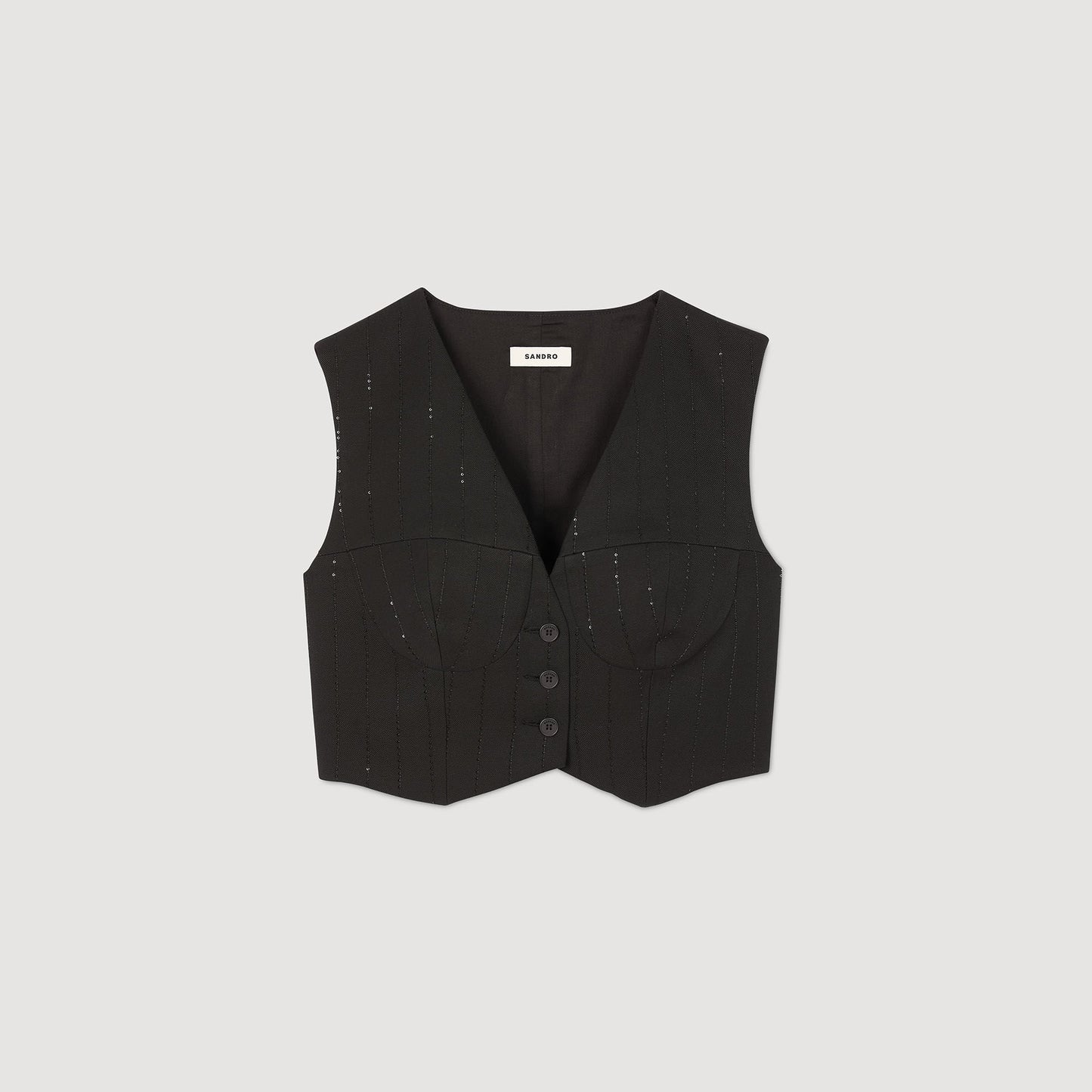 Sandro Sequin cropped jacket Black