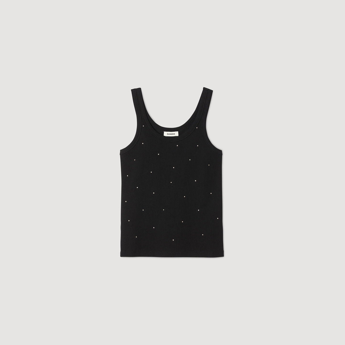 Sandro Jersey tank with rhinestones Black