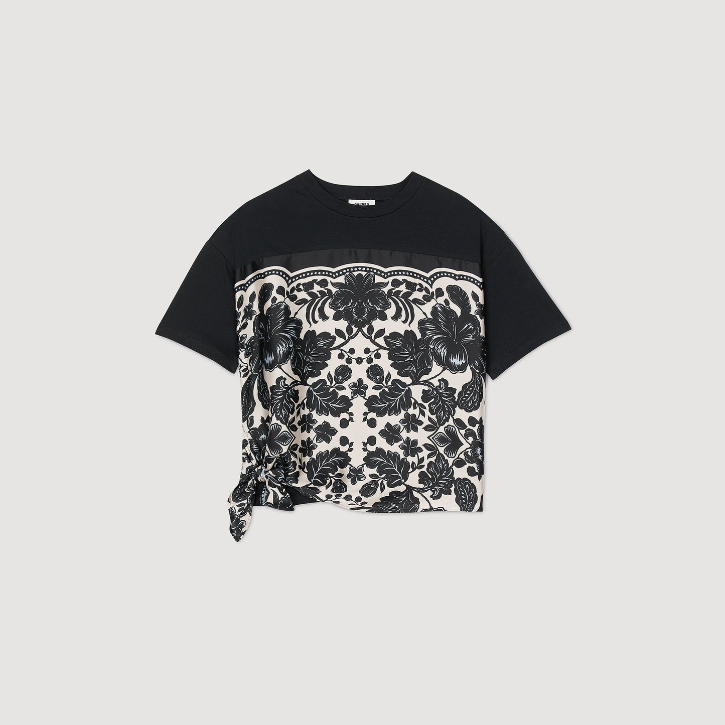 Sandro Floral motif T-shirt Ecru / Black