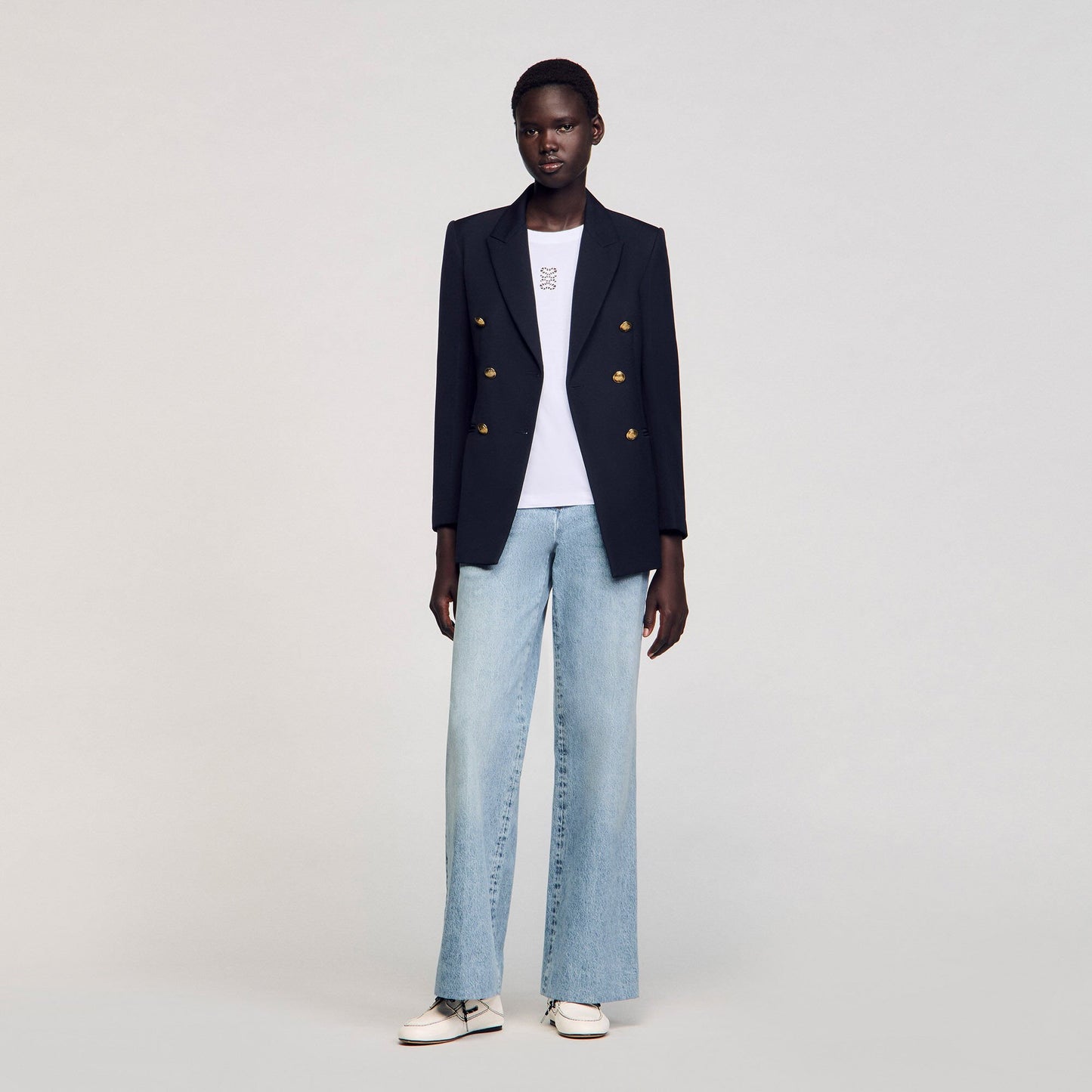 Sandro Cotton T-shirt with embroidery White