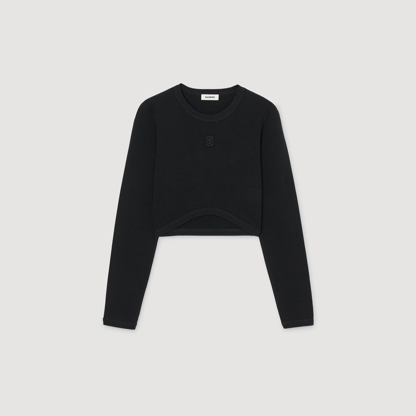 Sandro Cropped embroidered T-shirt Black