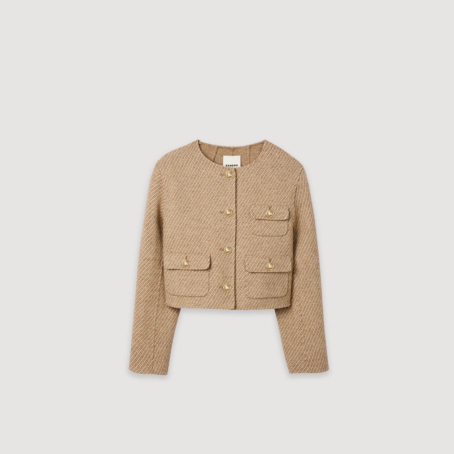 Sandro Cropped button-down jacket Beige