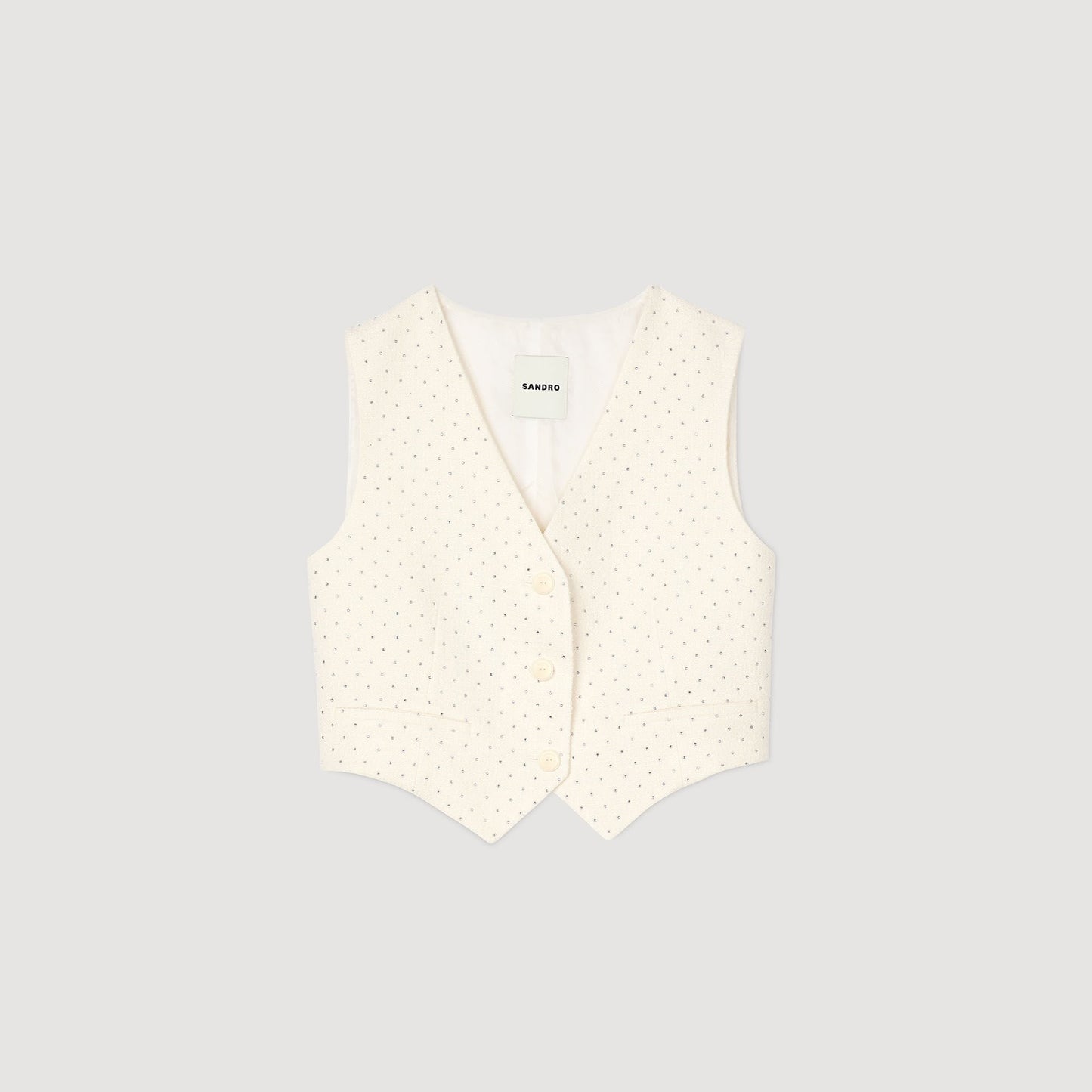 Sandro Rhinestone tweed jacket Ecru
