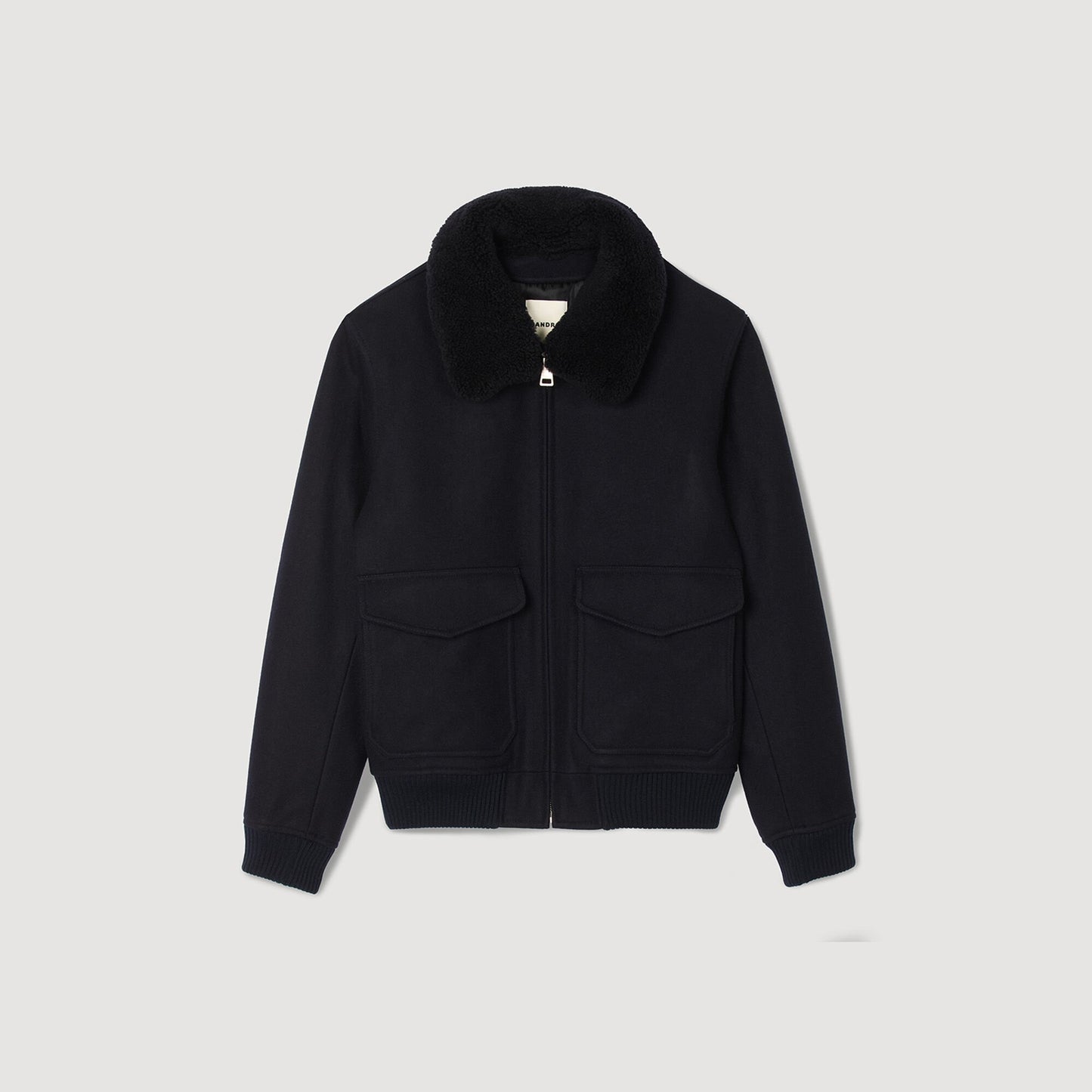 Sandro Wool aviator jacket Navy Blue